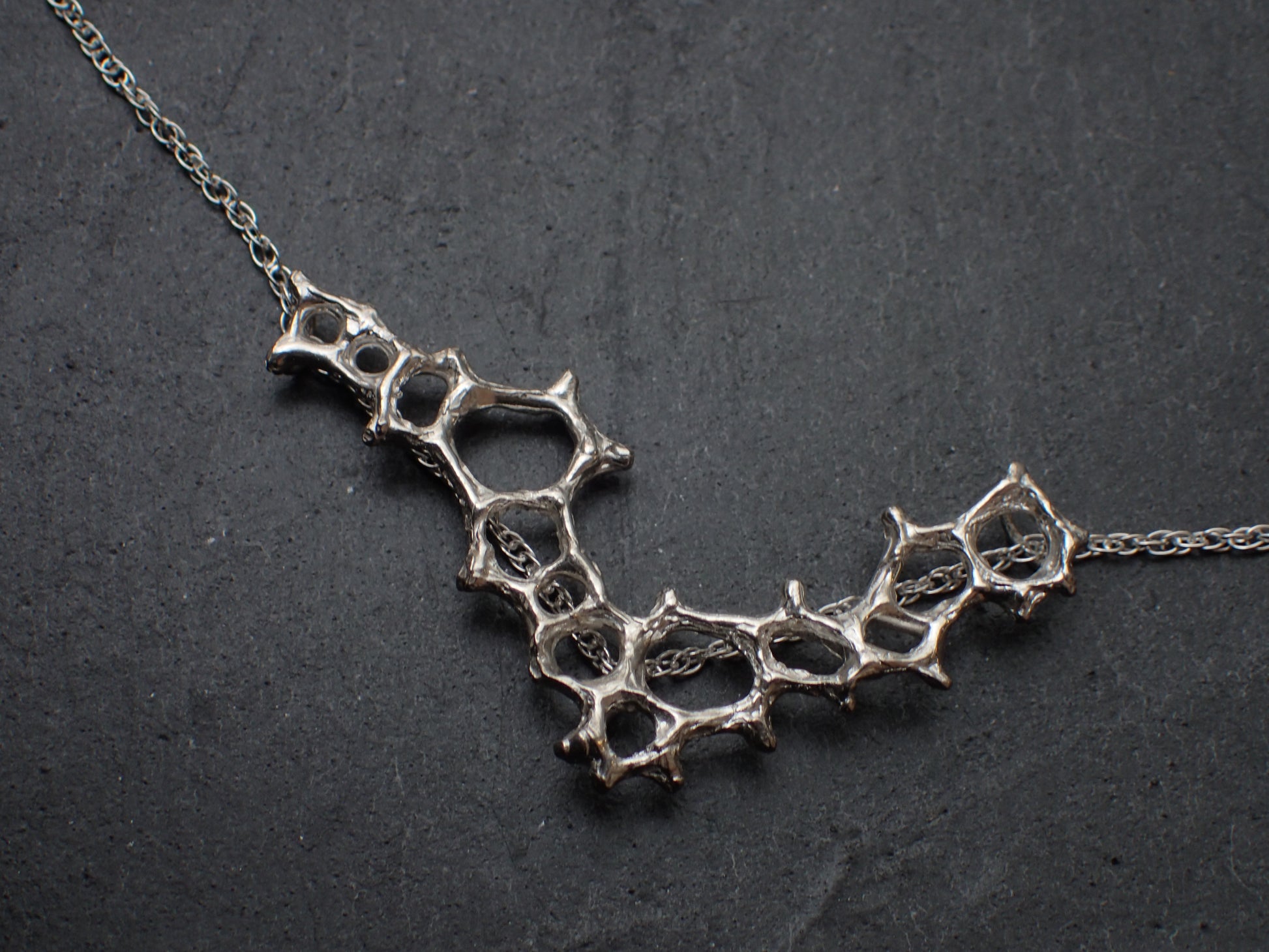 Wild honeycomb Silver necklace. Delicate 'V' cell necklace.-Jewellery-Beca Beeby