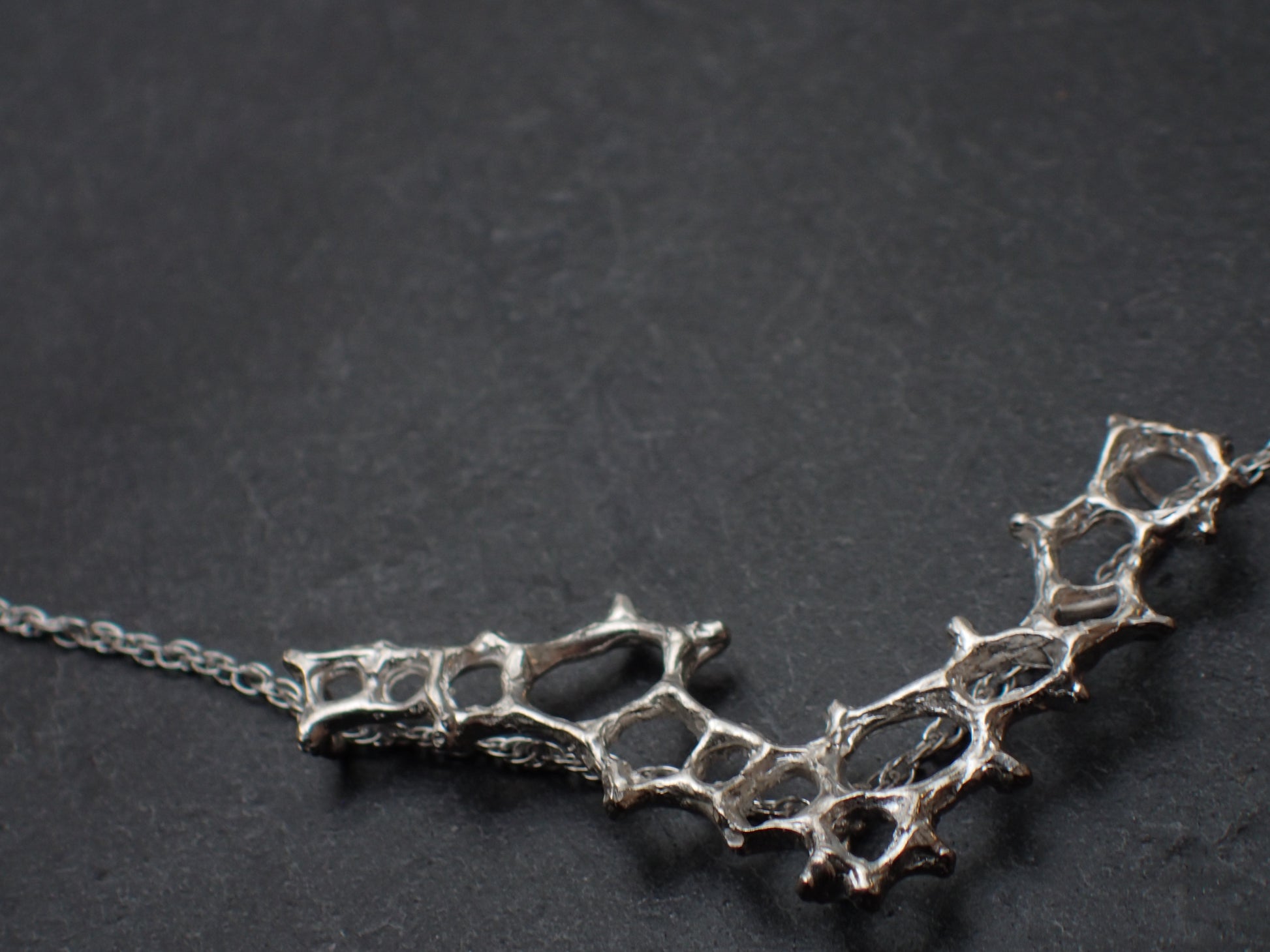 Wild honeycomb Silver necklace. Delicate 'V' cell necklace.-Jewellery-Beca Beeby