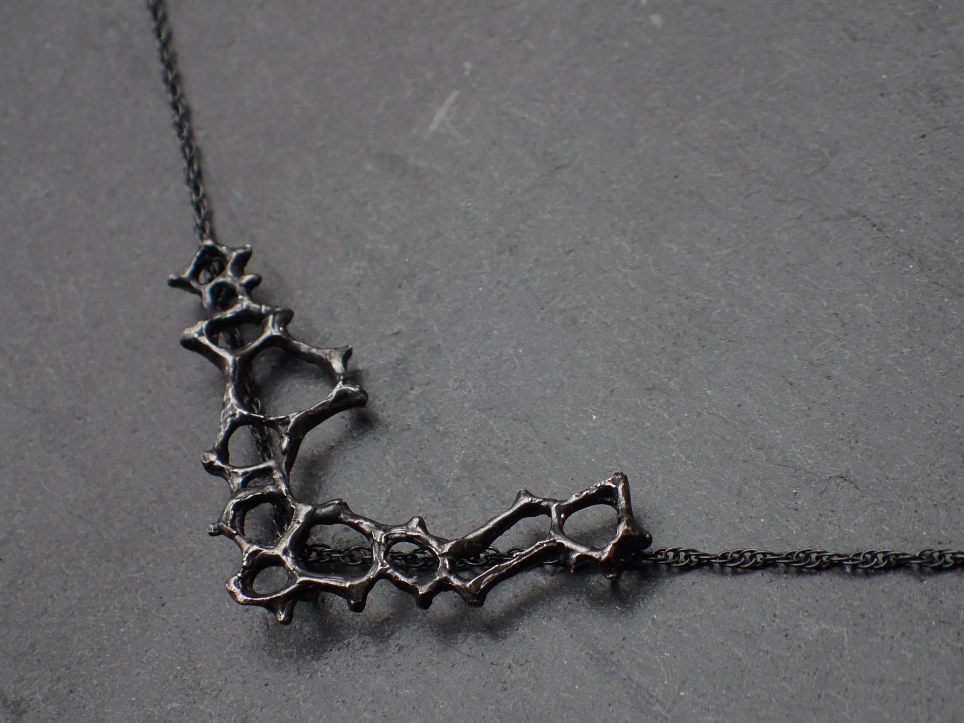 Wild honeycomb Silver necklace. Delicate 'V' cell necklace.-Jewellery-Beca Beeby