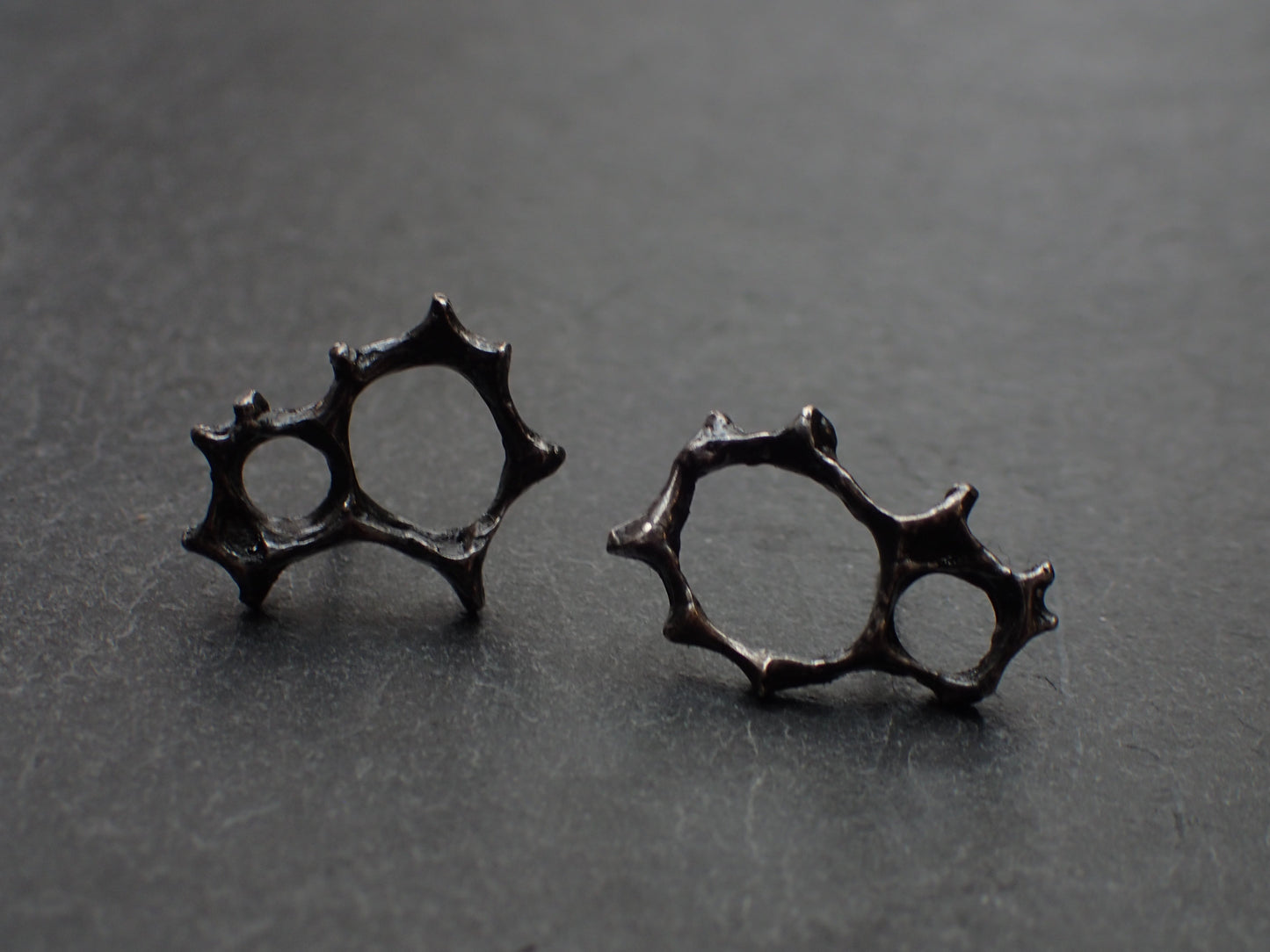 Honeycomb 'Cells' abstract stud earrings. Handmade in silver.-Jewellery-Beca Beeby