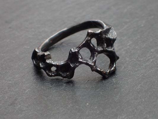 Delicate Honeycomb Ring handmade in solid Ecosilver-Jewellery-Beca Beeby