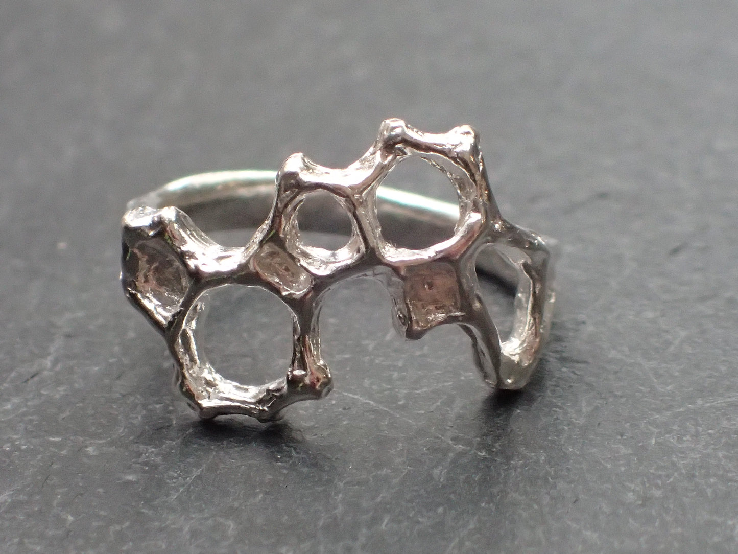 Delicate Honeycomb Ring handmade in solid Ecosilver-Jewellery-Beca Beeby