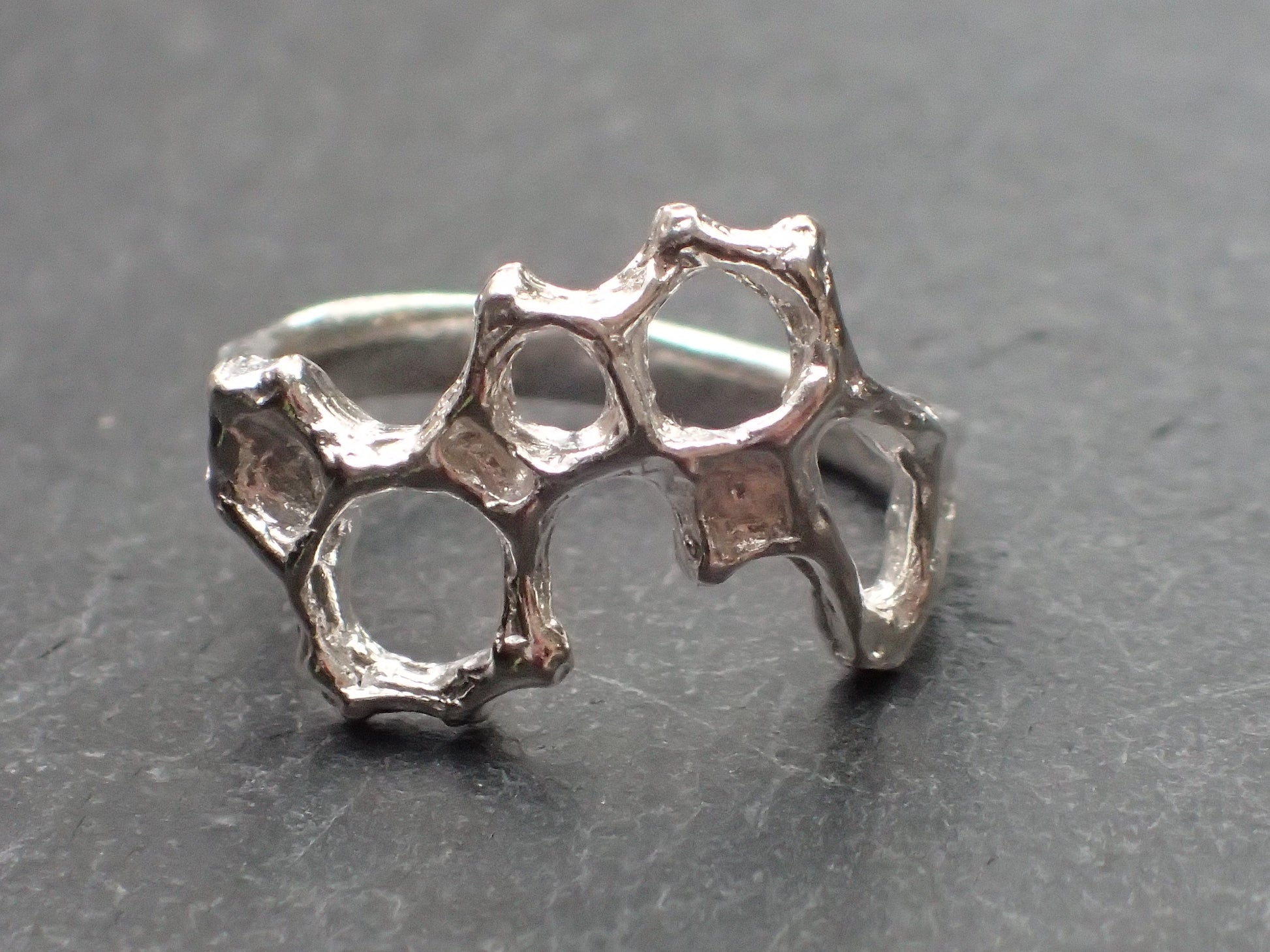 Delicate Honeycomb Ring handmade in solid Ecosilver-Jewellery-Beca Beeby