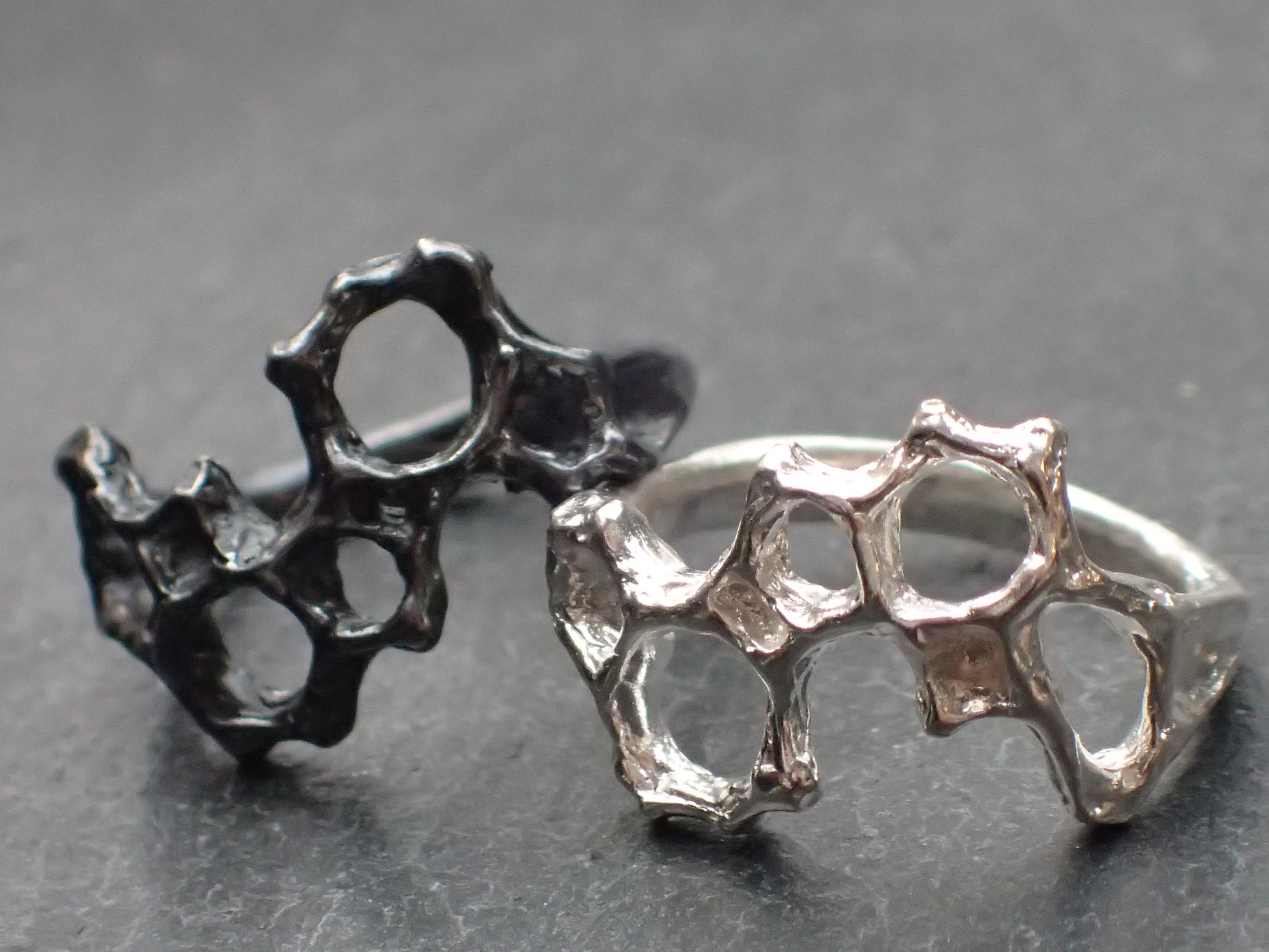 Delicate Honeycomb Ring handmade in solid Ecosilver-Jewellery-Beca Beeby
