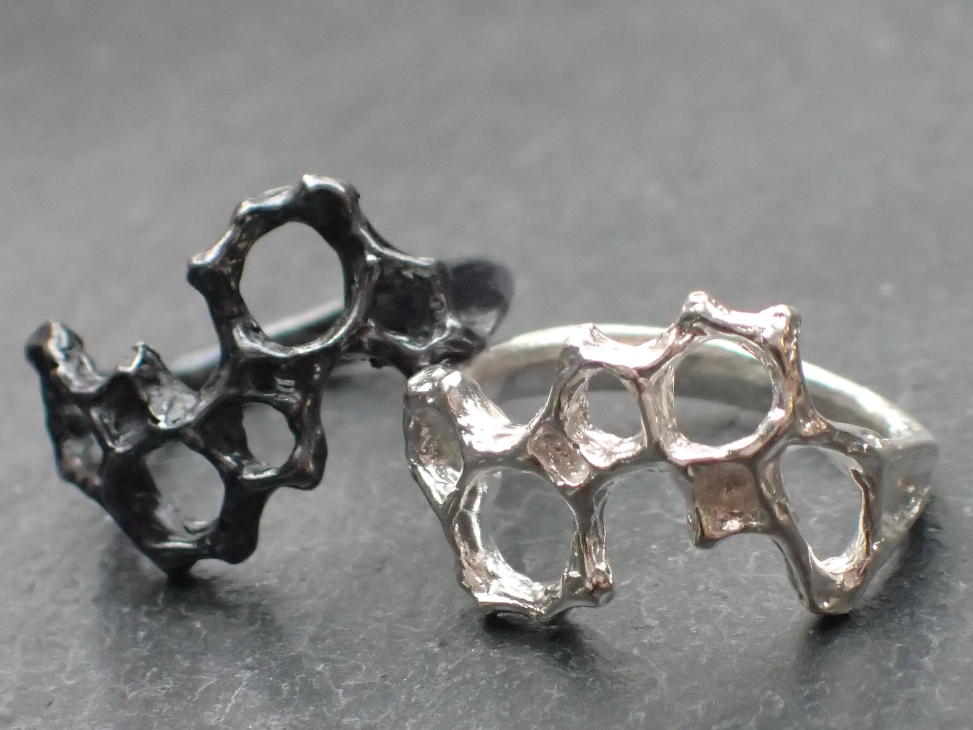 Delicate Honeycomb Ring handmade in solid Ecosilver-Jewellery-Beca Beeby