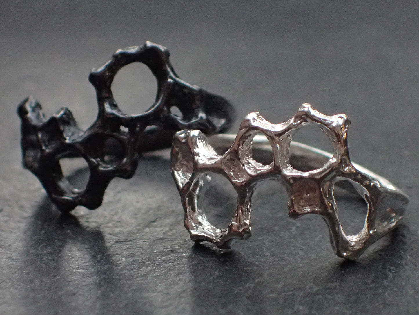 Delicate Honeycomb Ring handmade in solid Ecosilver-Jewellery-Beca Beeby