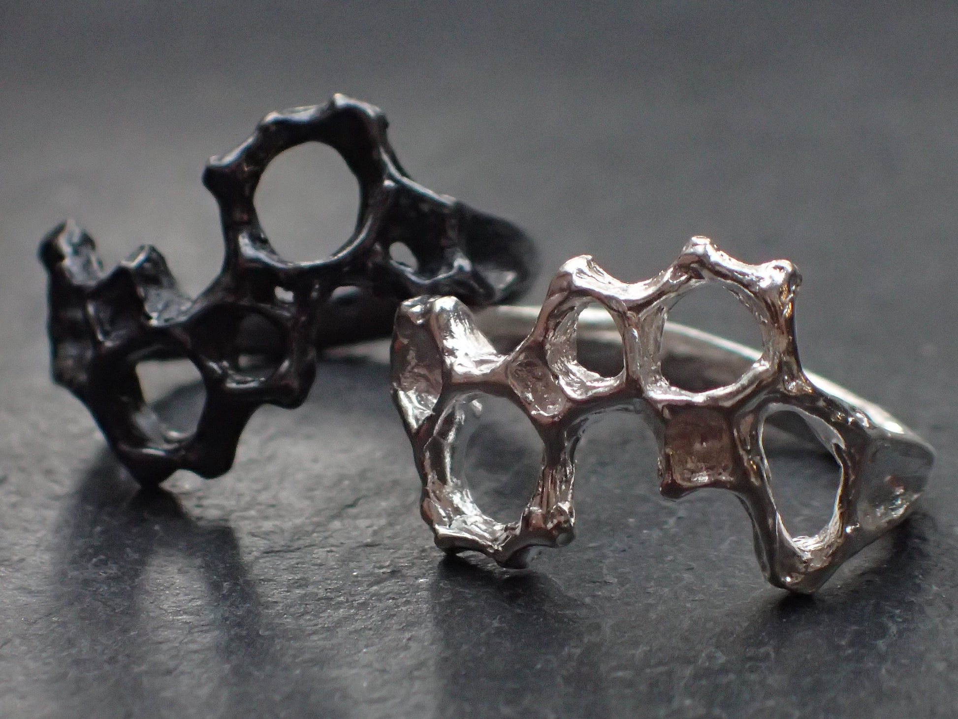 Delicate Honeycomb Ring handmade in solid Ecosilver-Jewellery-Beca Beeby