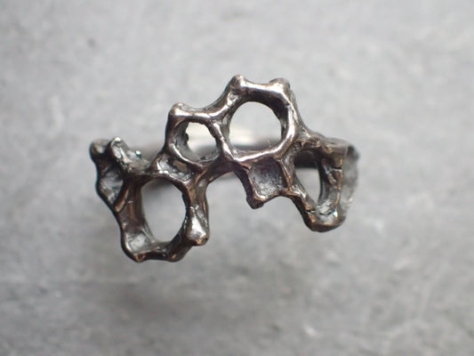 Delicate Honeycomb Ring handmade in solid Ecosilver-Jewellery-Beca Beeby