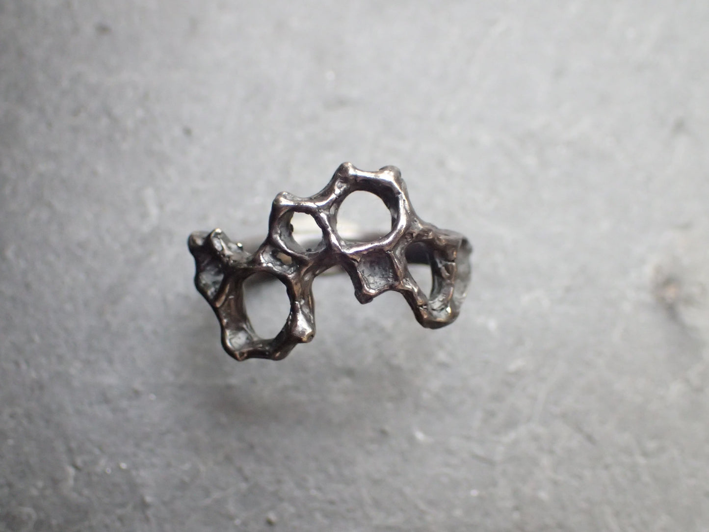 Delicate Honeycomb Ring handmade in solid Ecosilver-Jewellery-Beca Beeby