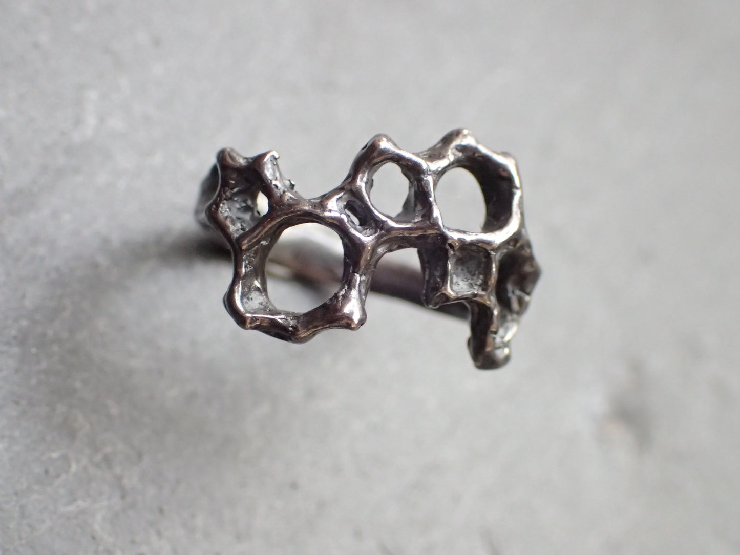 Delicate Honeycomb Ring handmade in solid Ecosilver-Jewellery-Beca Beeby