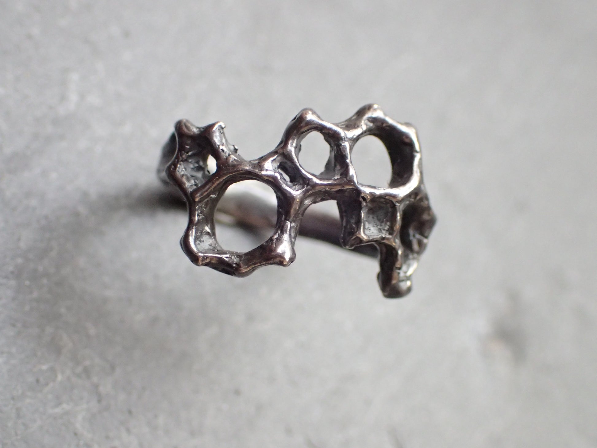 Delicate Honeycomb Ring handmade in solid Ecosilver-Jewellery-Beca Beeby