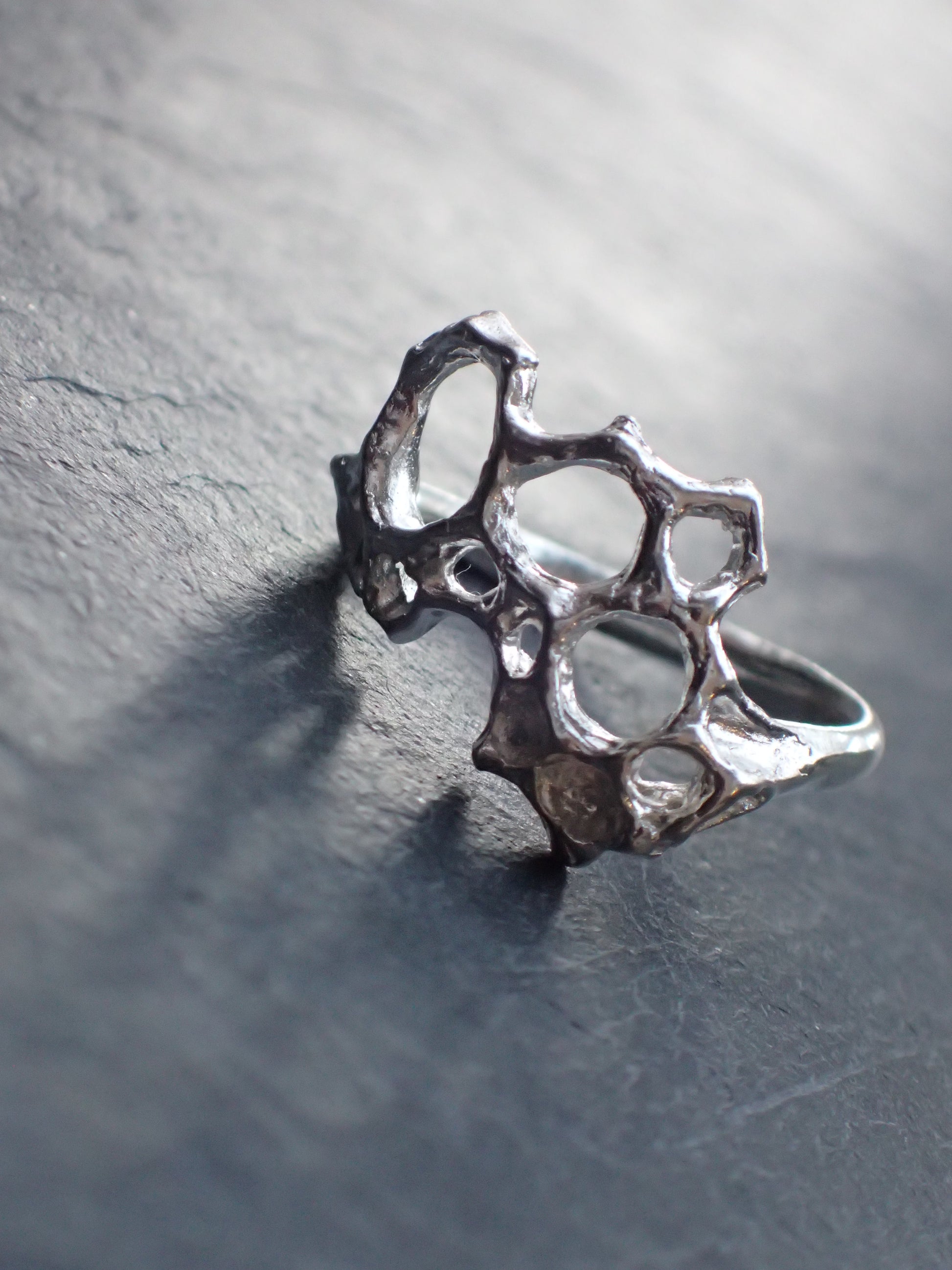 Honeycomb Ring handmade in solid Ecosilver-Jewellery-Beca Beeby