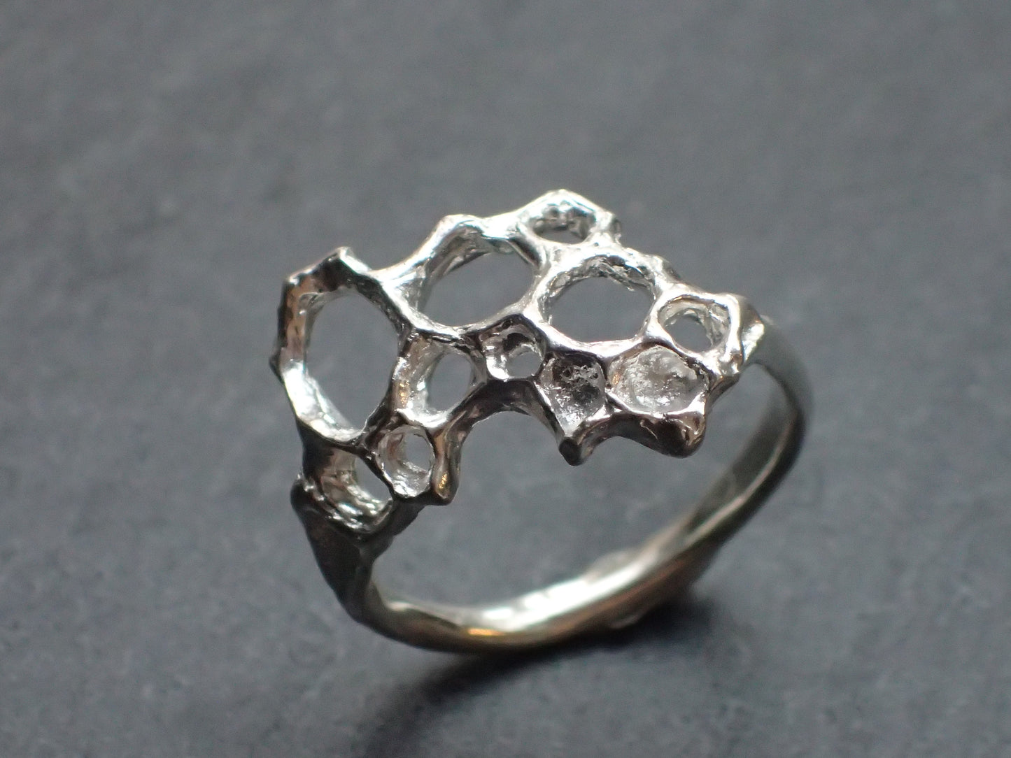 Honeycomb Ring handmade in solid Ecosilver-Jewellery-Beca Beeby