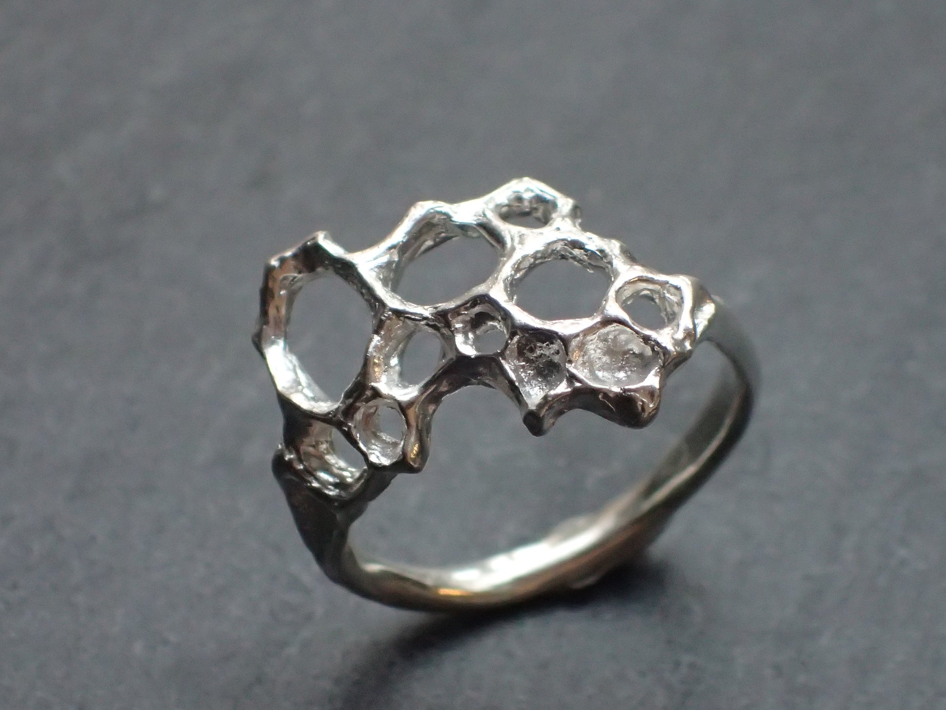 Honeycomb Ring handmade in solid Ecosilver-Jewellery-Beca Beeby