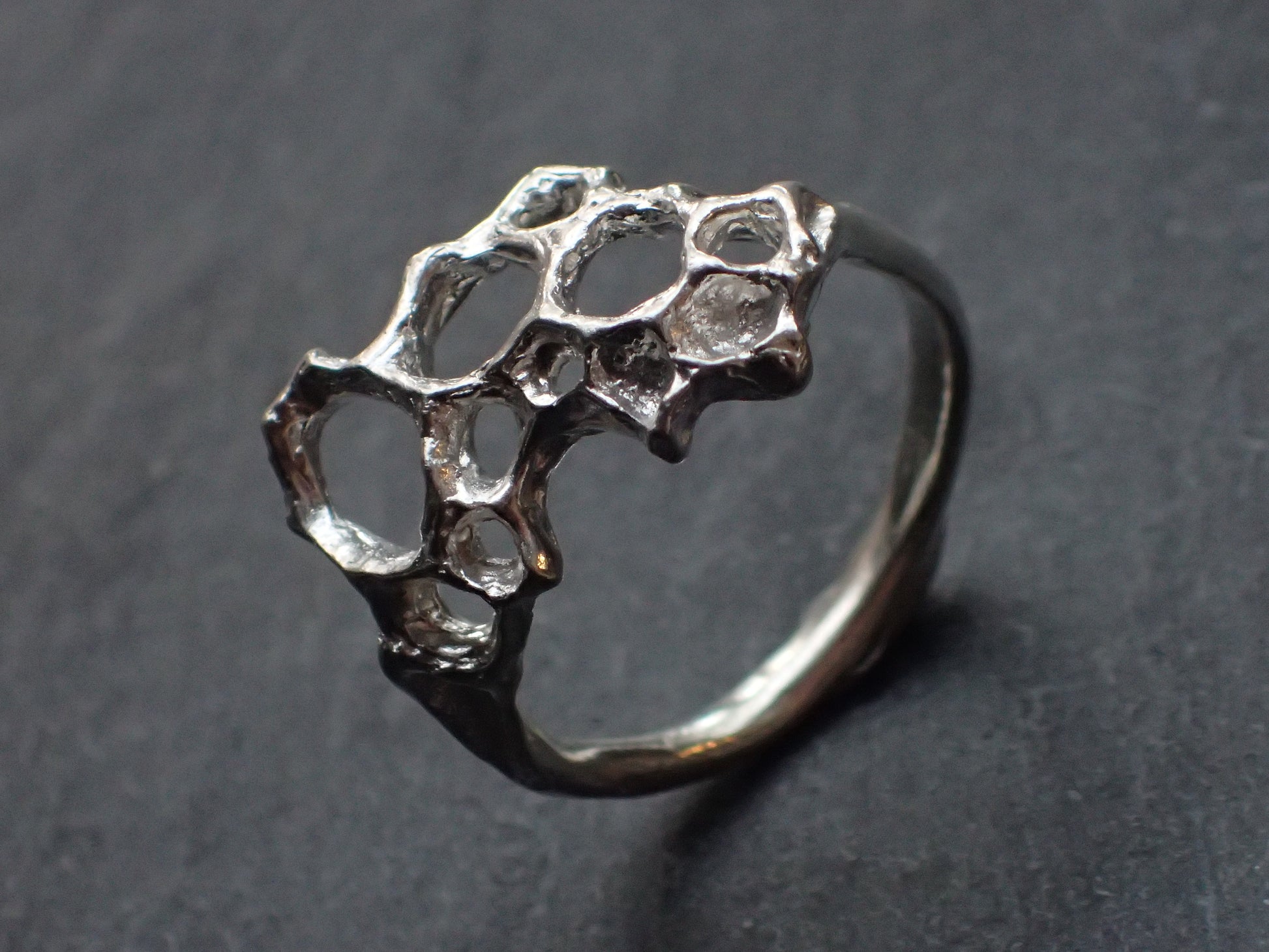 Honeycomb Ring handmade in solid Ecosilver-Jewellery-Beca Beeby