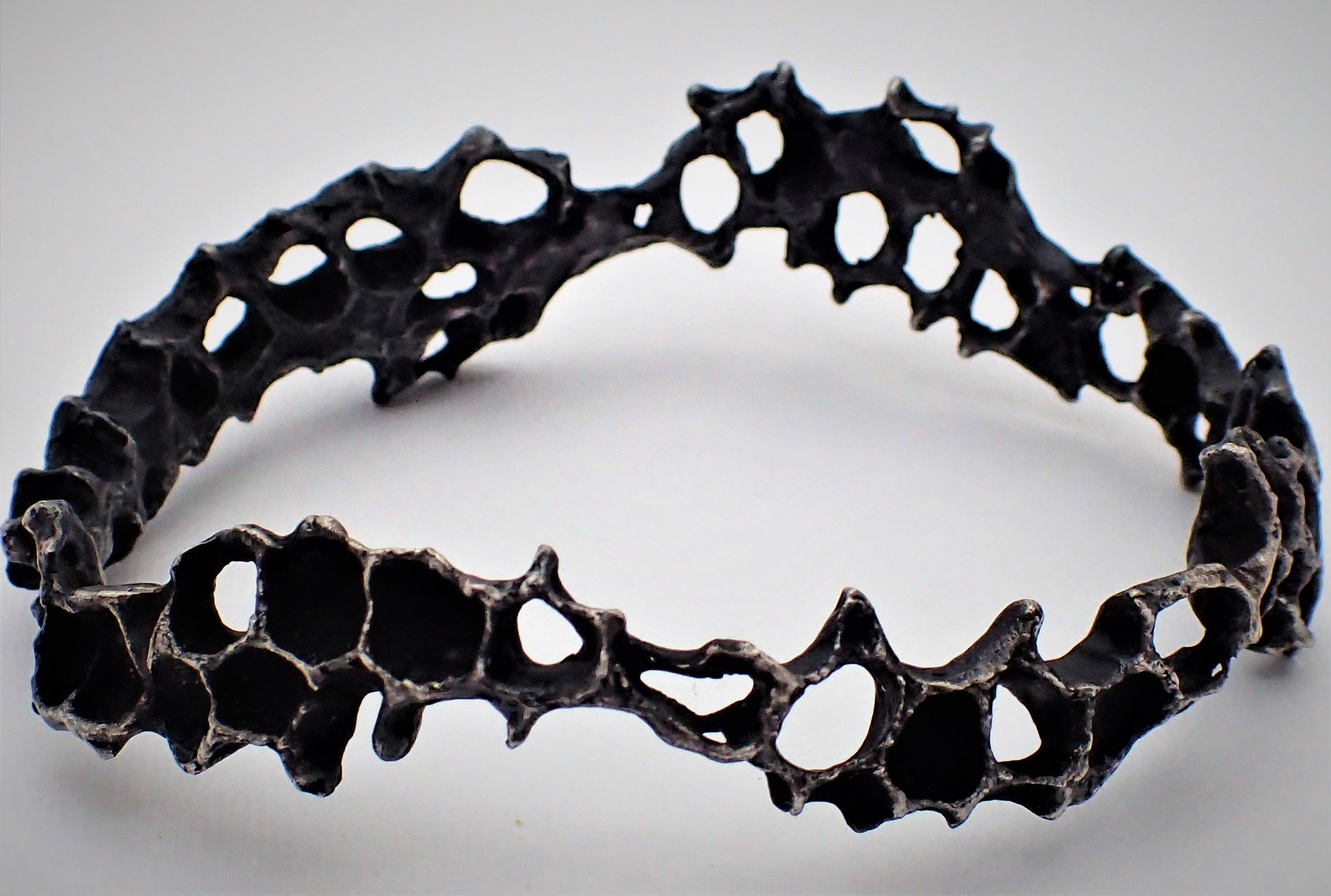 Wild Honeycomb Bangle: Limited Edition Piece in Solid Silver.-Jewellery-Beca Beeby