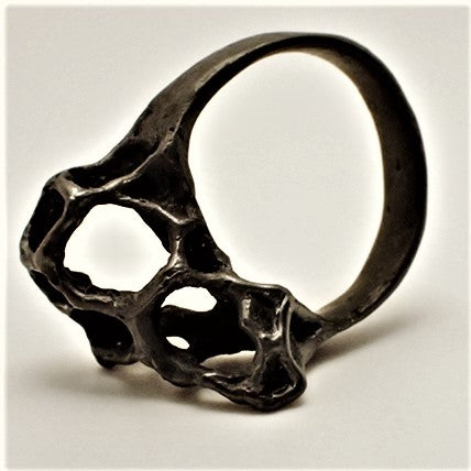 Wild honeycomb 'open' ring, carved and cast in Ecosilver.-Rings-Beca Beeby