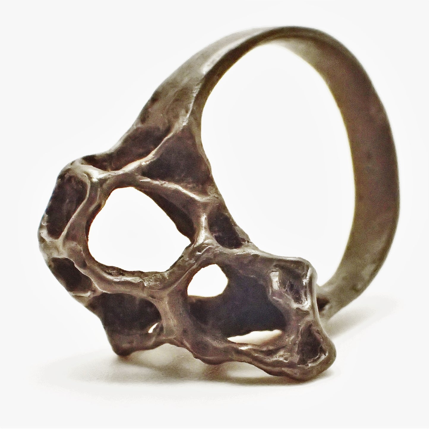 Wild honeycomb 'open' ring, carved and cast in Ecosilver.-Rings-Beca Beeby