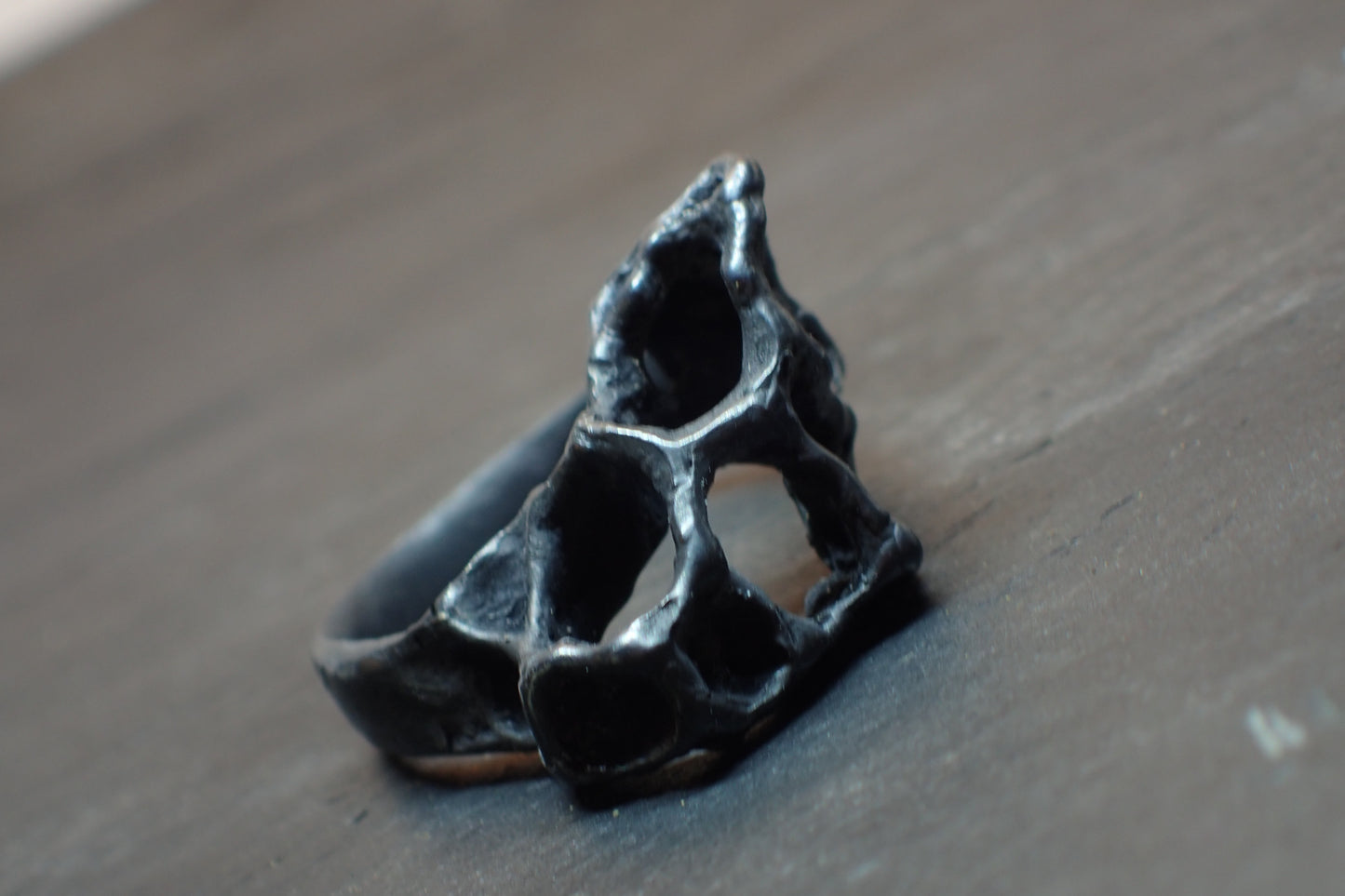 Wild honeycomb 'open' ring, carved and cast in Ecosilver.-Rings-Beca Beeby