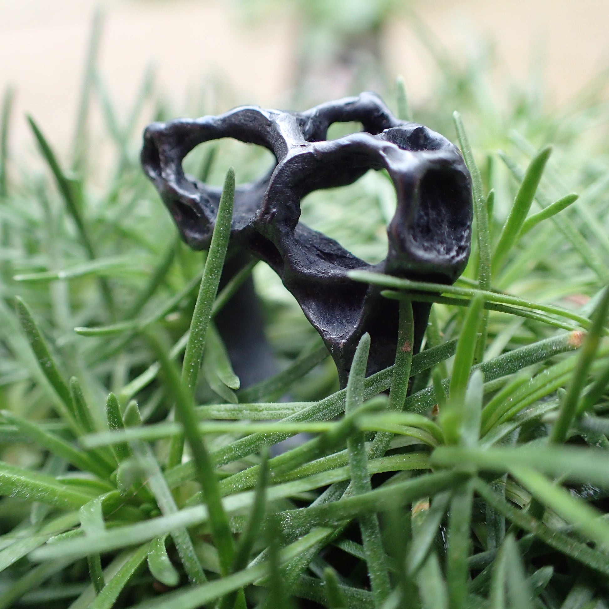 Wild honeycomb 'open' ring, carved and cast in Ecosilver.-Rings-Beca Beeby