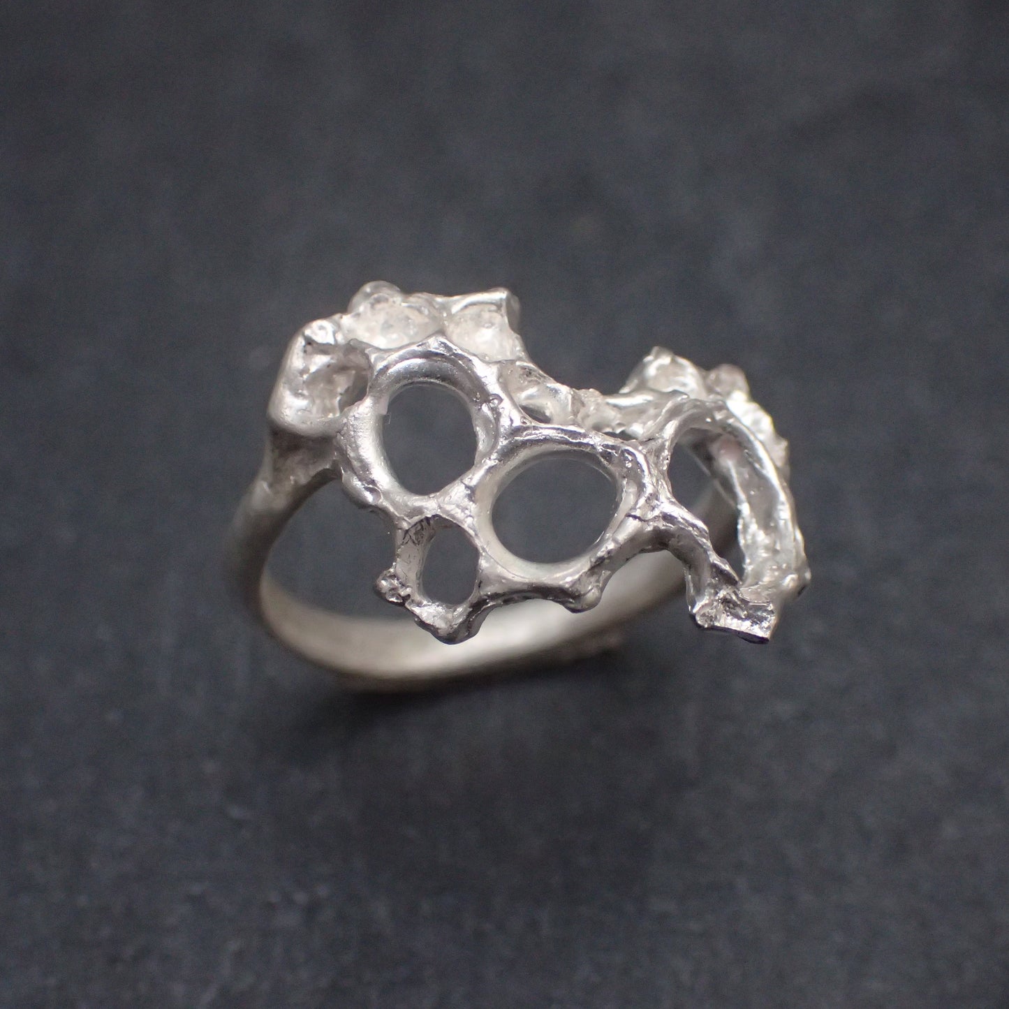 Delicate Honeycomb Ring handmade in solid Ecosilver-Jewellery-Beca Beeby