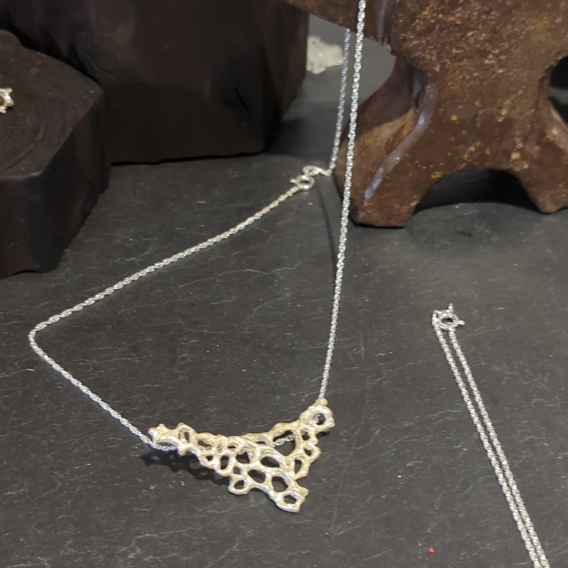 Morphogenetic Necklace. Hand carved in Ecosilver.-Jewellery-Beca Beeby