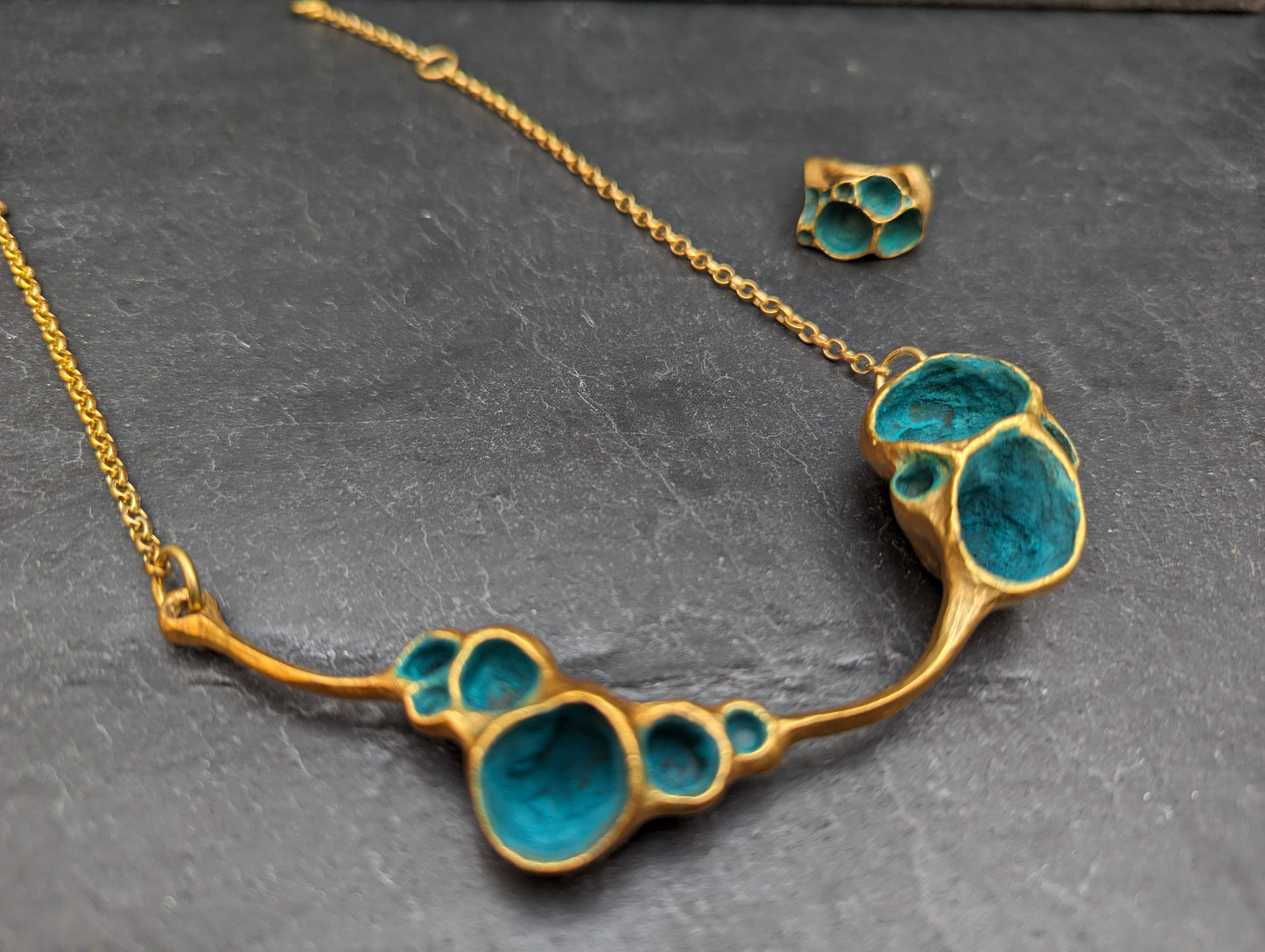 'Artefact' Necklace in gold, with gold vermeil chain.-Beca Beeby