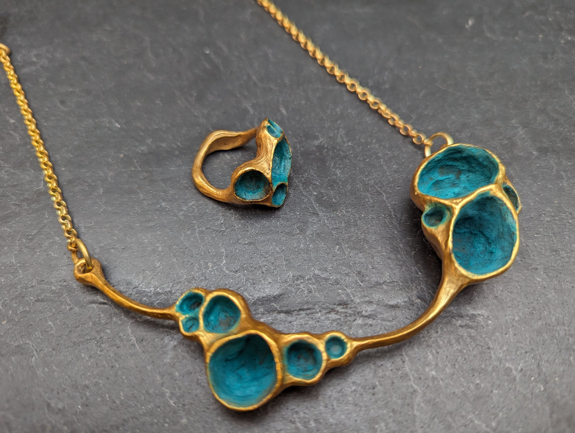 'Artefact' Necklace in gold, with gold vermeil chain.-Beca Beeby