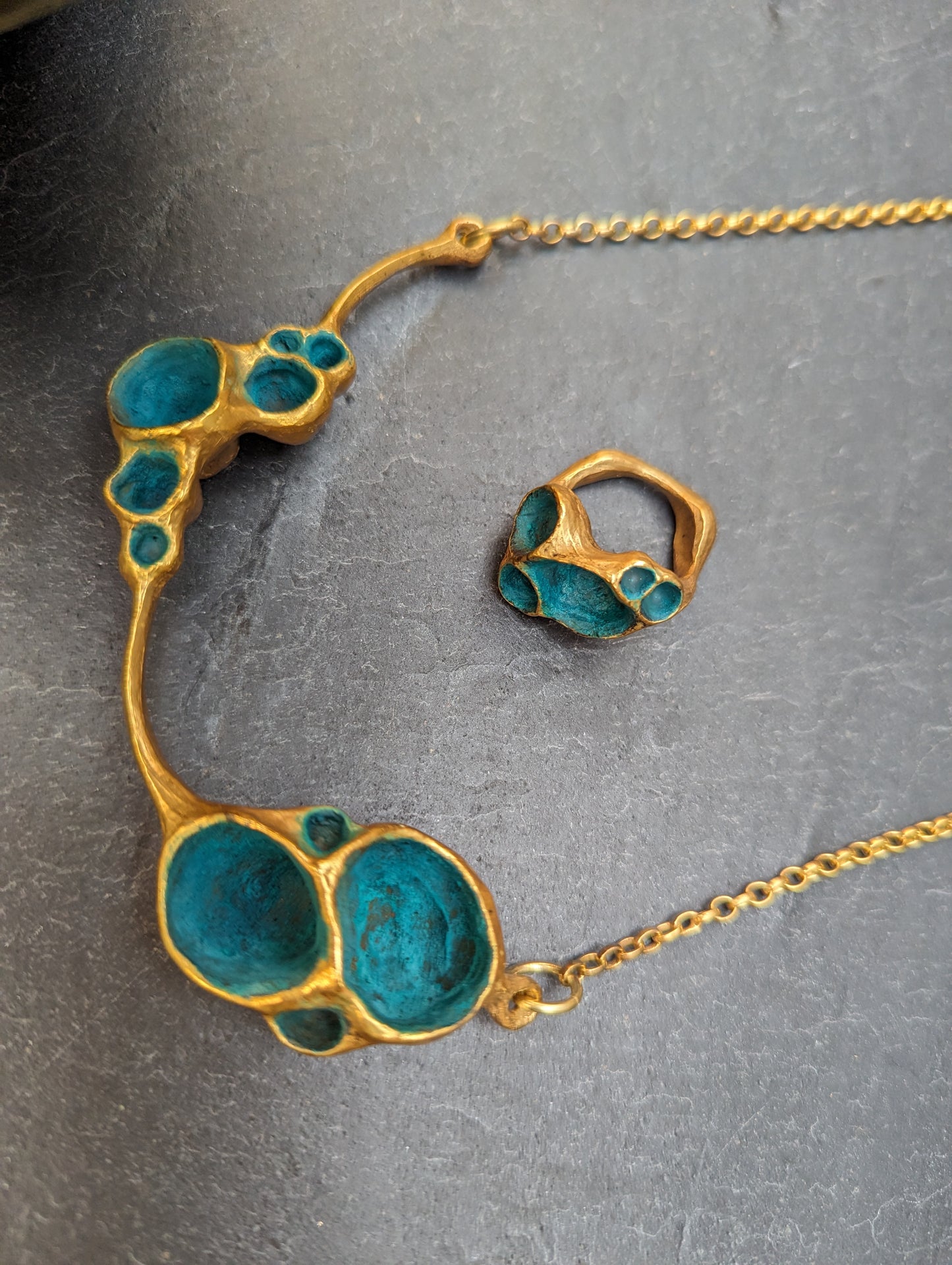 'Artefact' Necklace in gold, with gold vermeil chain.-Beca Beeby