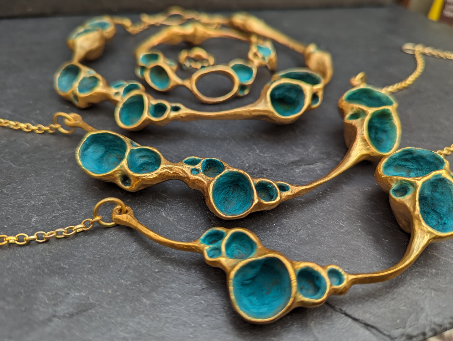 'Artefact' Necklace in gold, with gold vermeil chain.-Beca Beeby