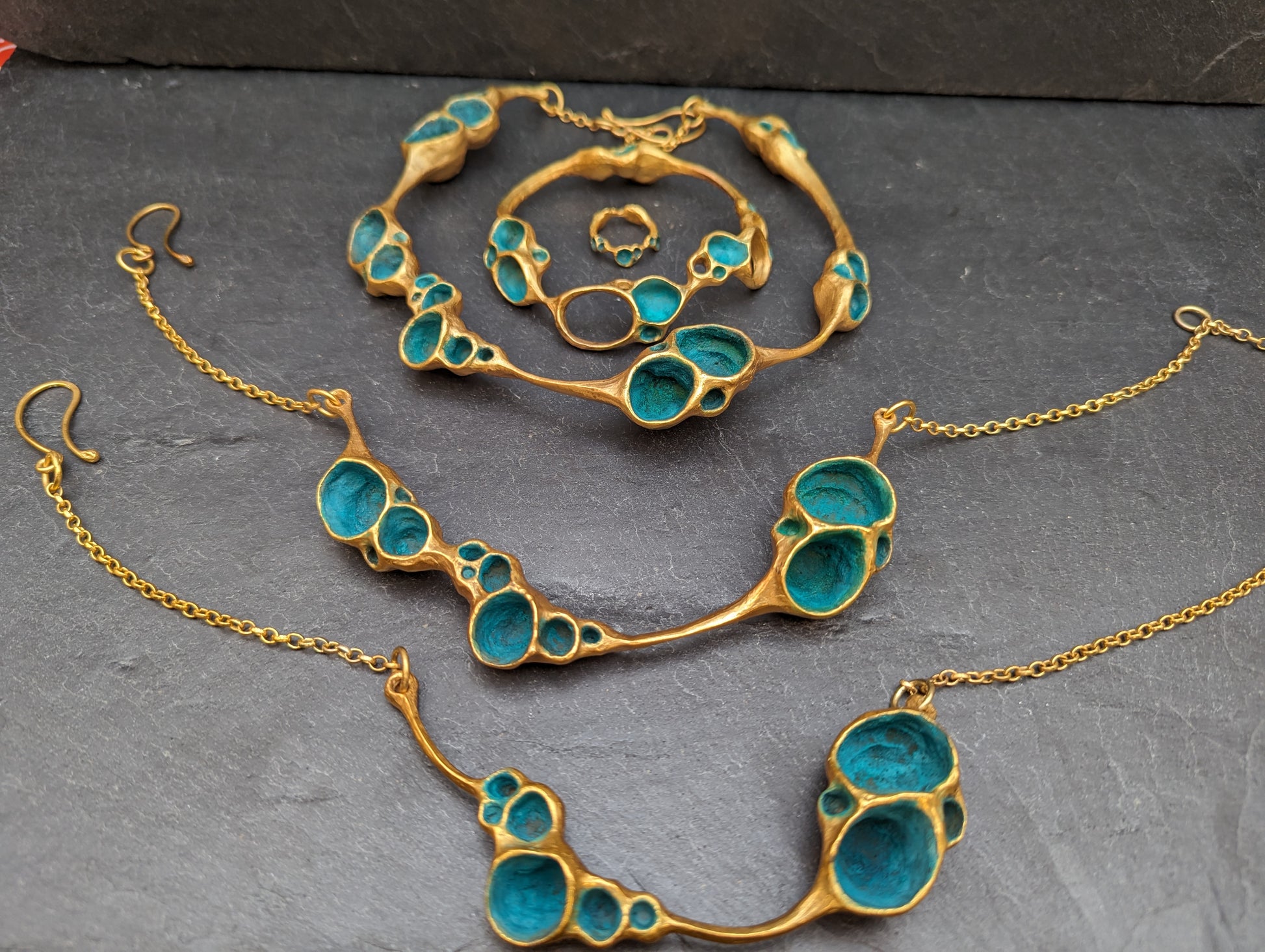 'Artefact' Necklace in gold, with gold vermeil chain.-Beca Beeby