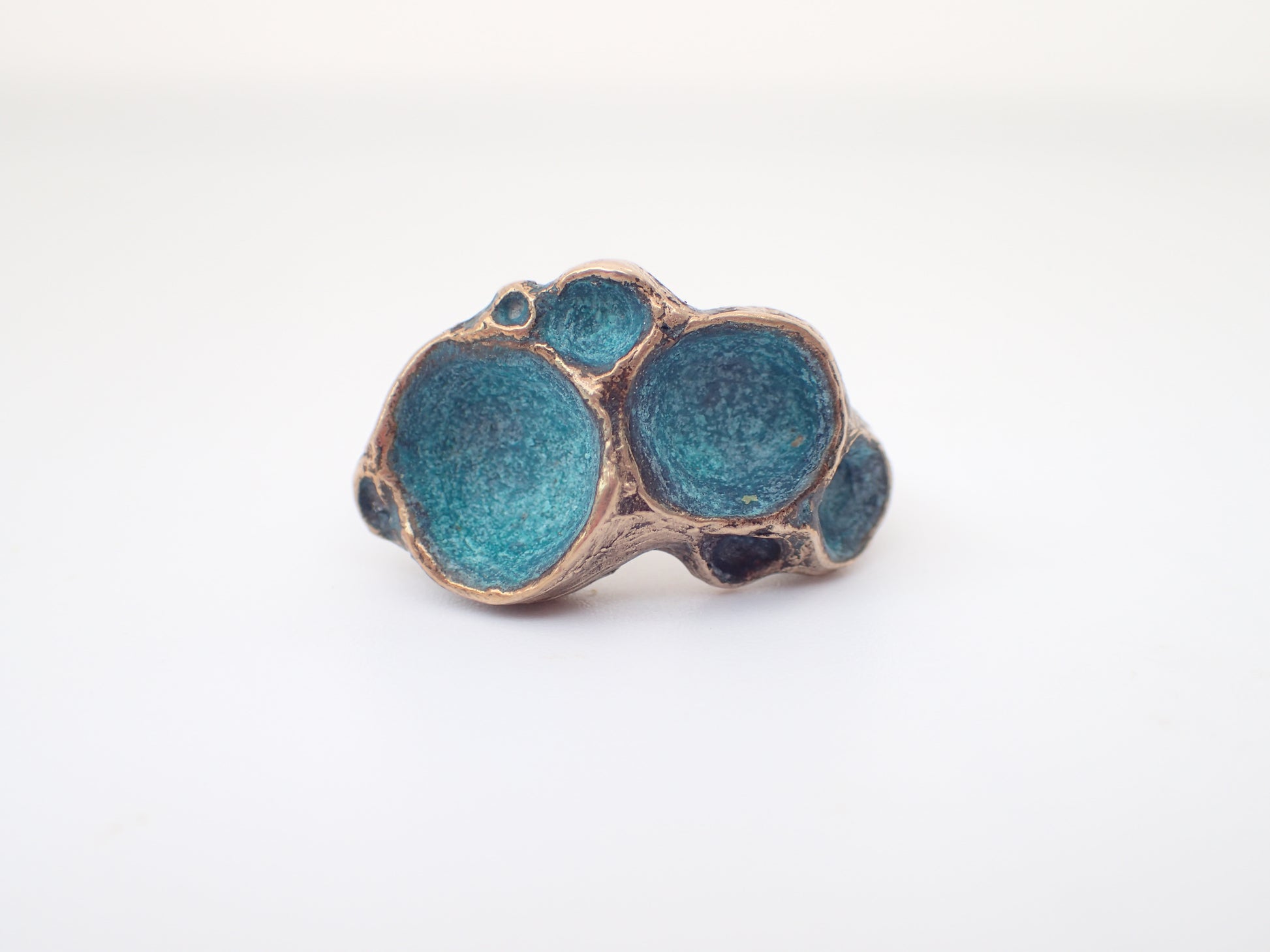 'Artefact' Statement ring Bronze with Turquoise patina.  1.-Beca Beeby