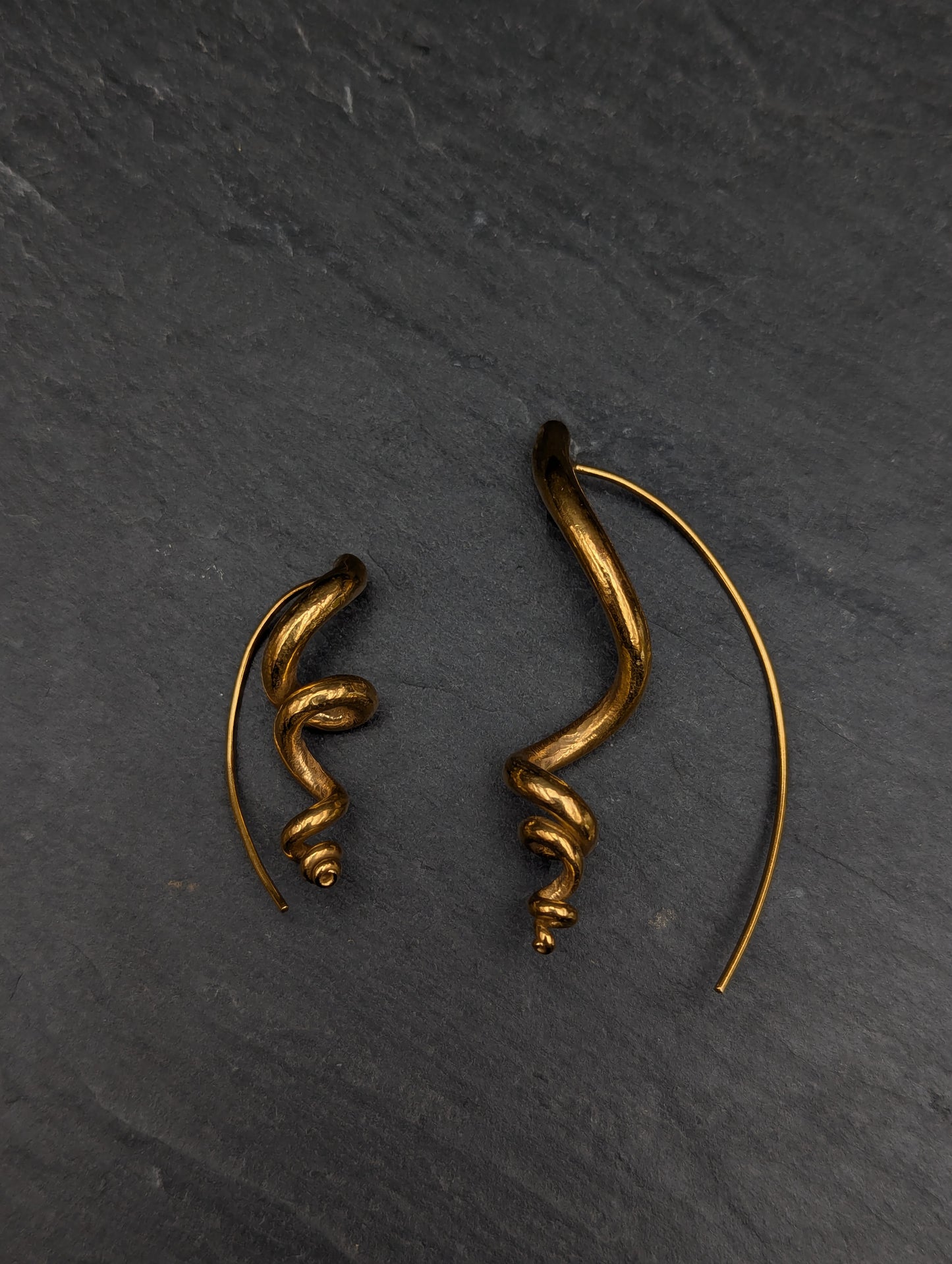 Silver or gold tendril earrings, unique & handmade. Sold singly for customisation.-Jewellery-Beca Beeby