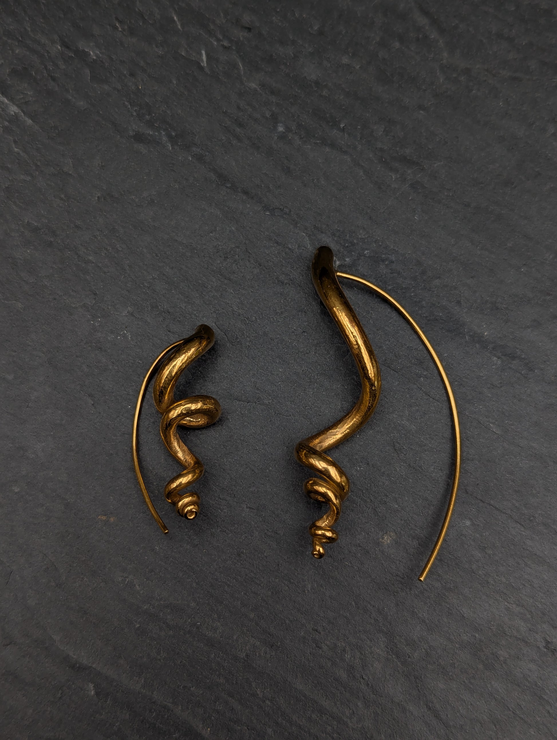 Silver or gold tendril earrings, unique & handmade. Sold singly for customisation.-Jewellery-Beca Beeby