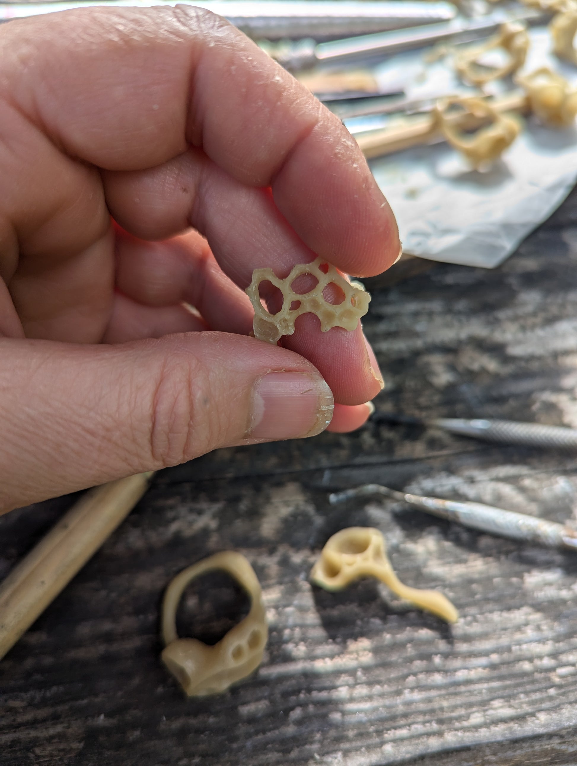 Delicate Honeycomb Ring handmade in solid Ecosilver-Jewellery-Beca Beeby