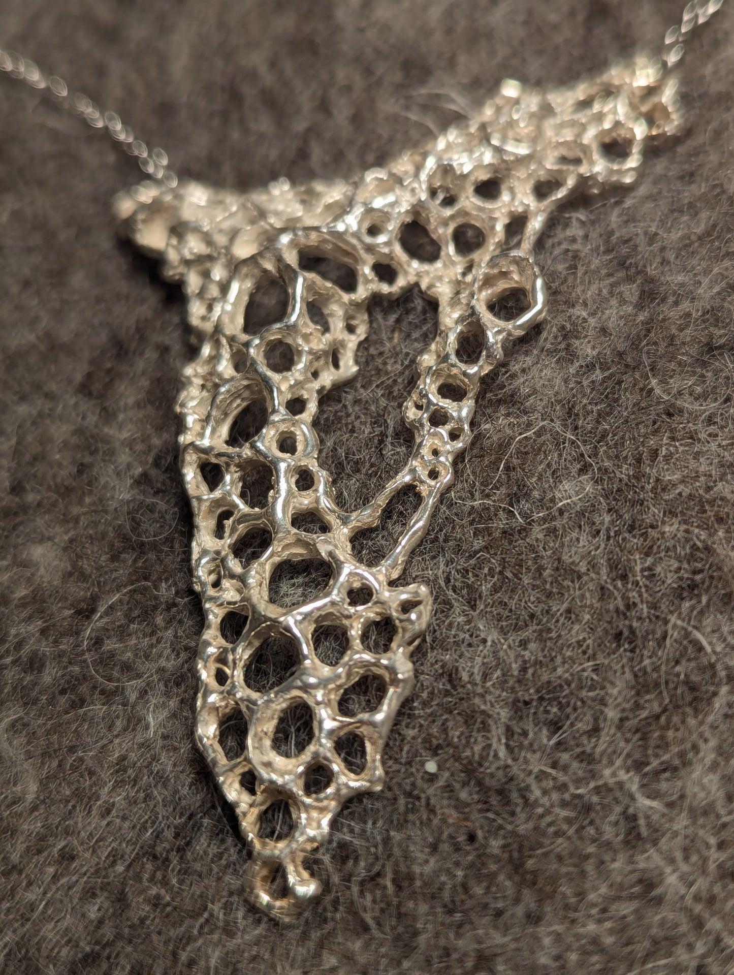 Hand carved silver Morphogenetic statement necklace. (X Large)-Beca Beeby