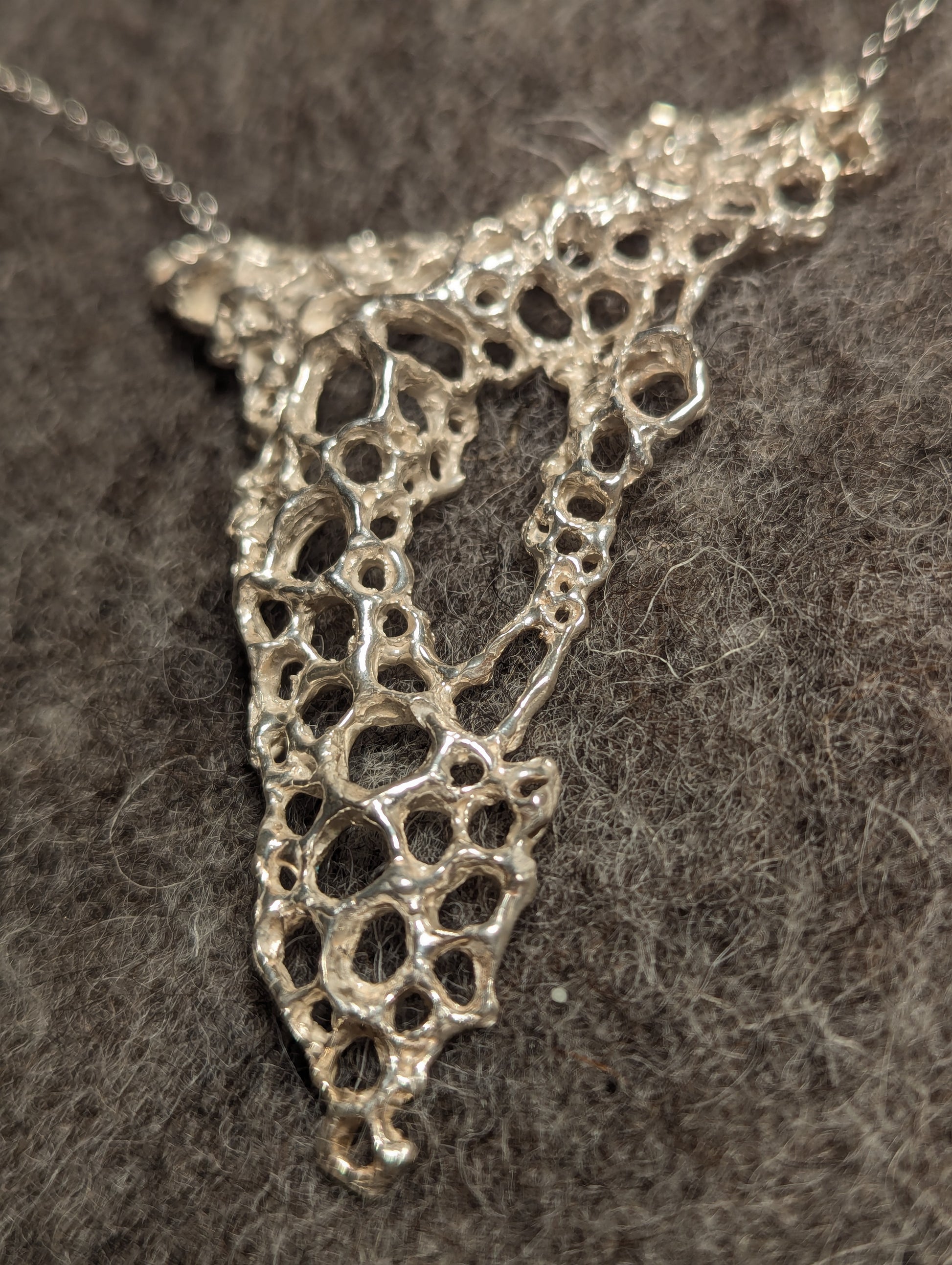 Hand carved silver Morphogenetic statement necklace. (X Large)-Beca Beeby