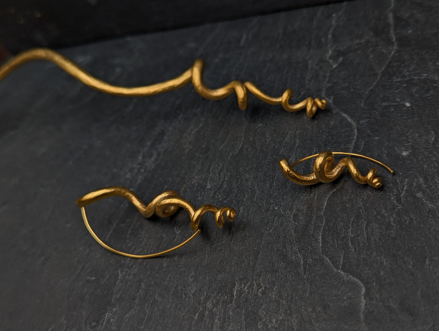 Silver or gold tendril earrings, unique & handmade. Sold singly for customisation.-Jewellery-Beca Beeby