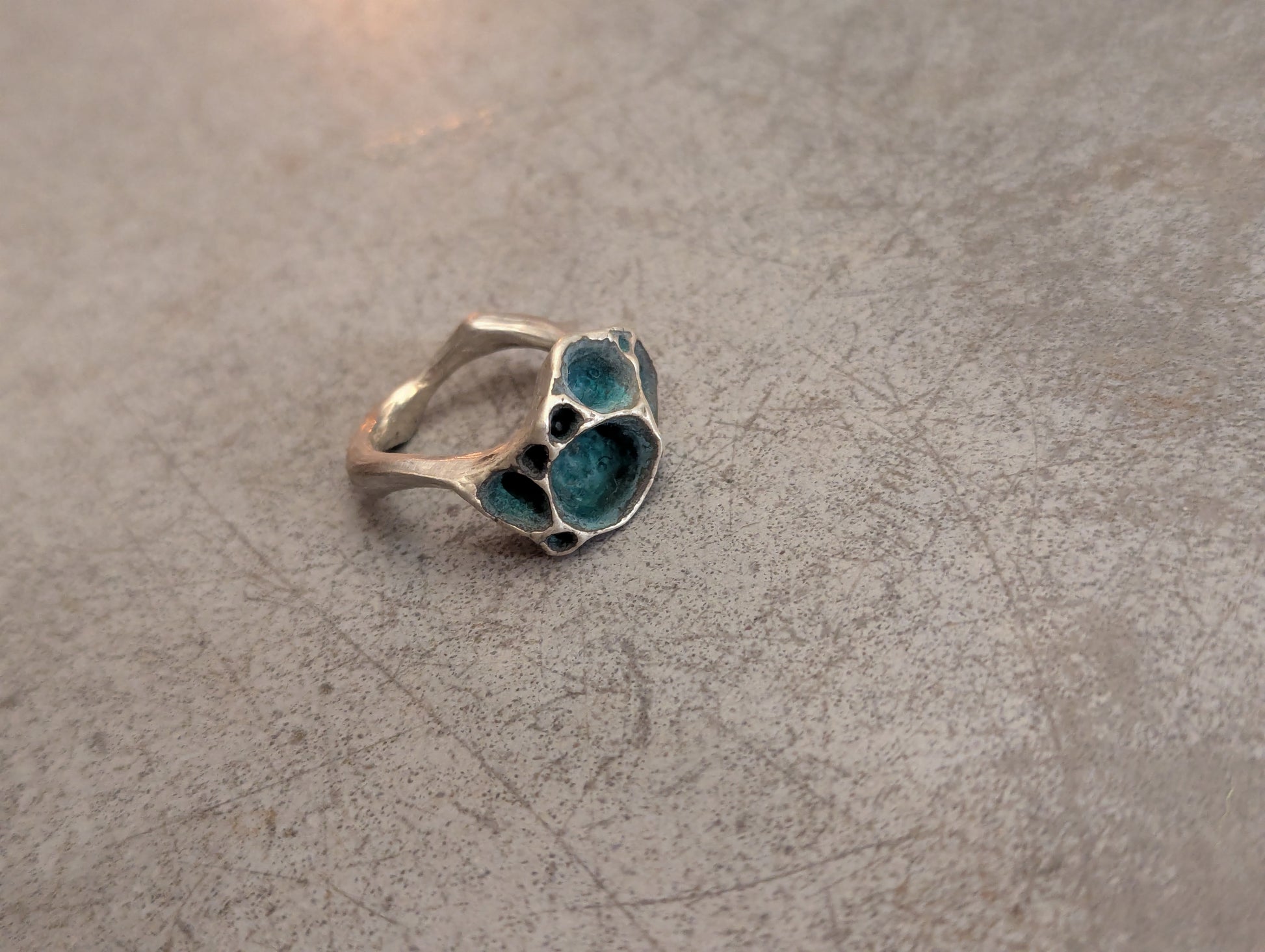 'Artefact' Statement ring in solid silver.-Beca Beeby