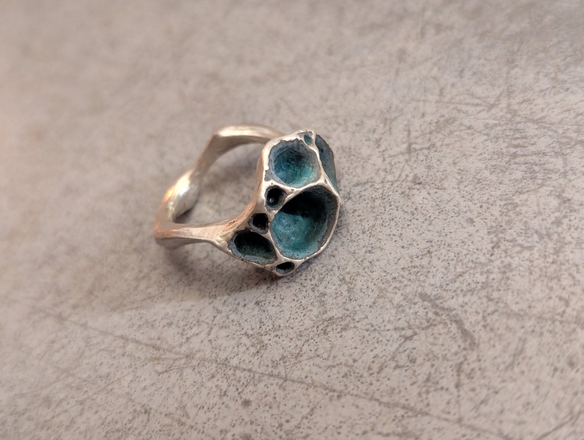 'Artefact' Statement ring in solid silver.-Beca Beeby