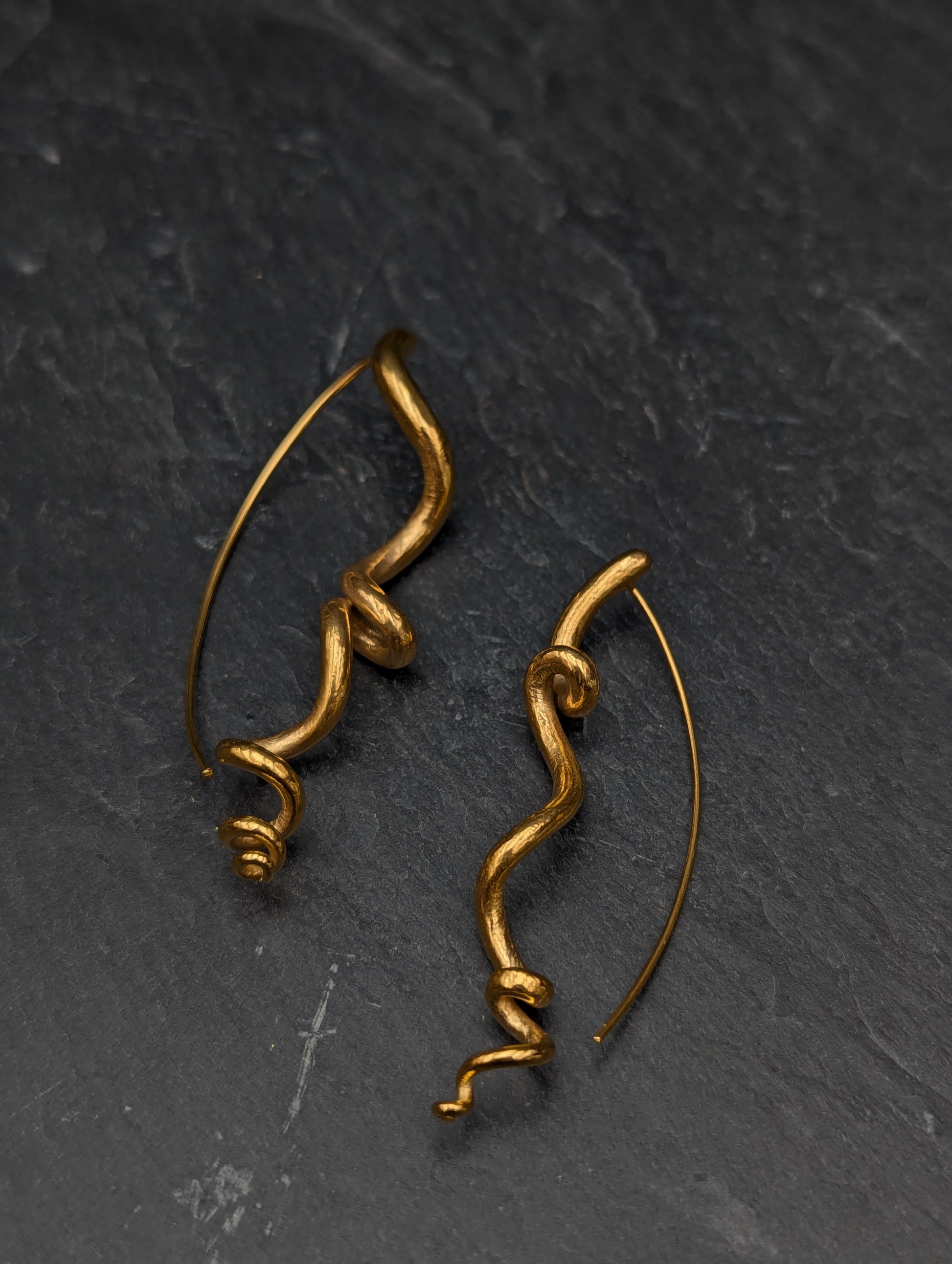 Silver or gold tendril earrings, unique & handmade. Sold singly for customisation.-Jewellery-Beca Beeby