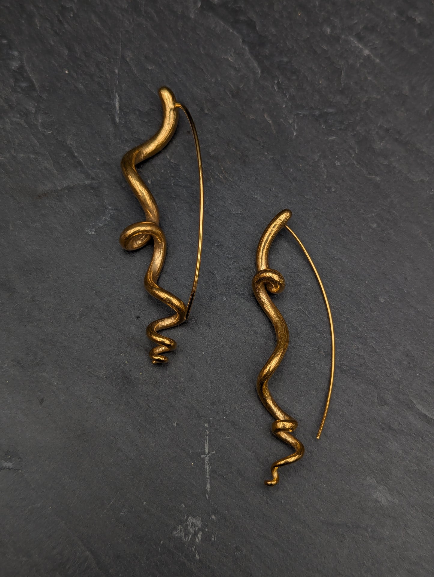 Silver or gold tendril earrings, unique & handmade. Sold singly for customisation.-Jewellery-Beca Beeby