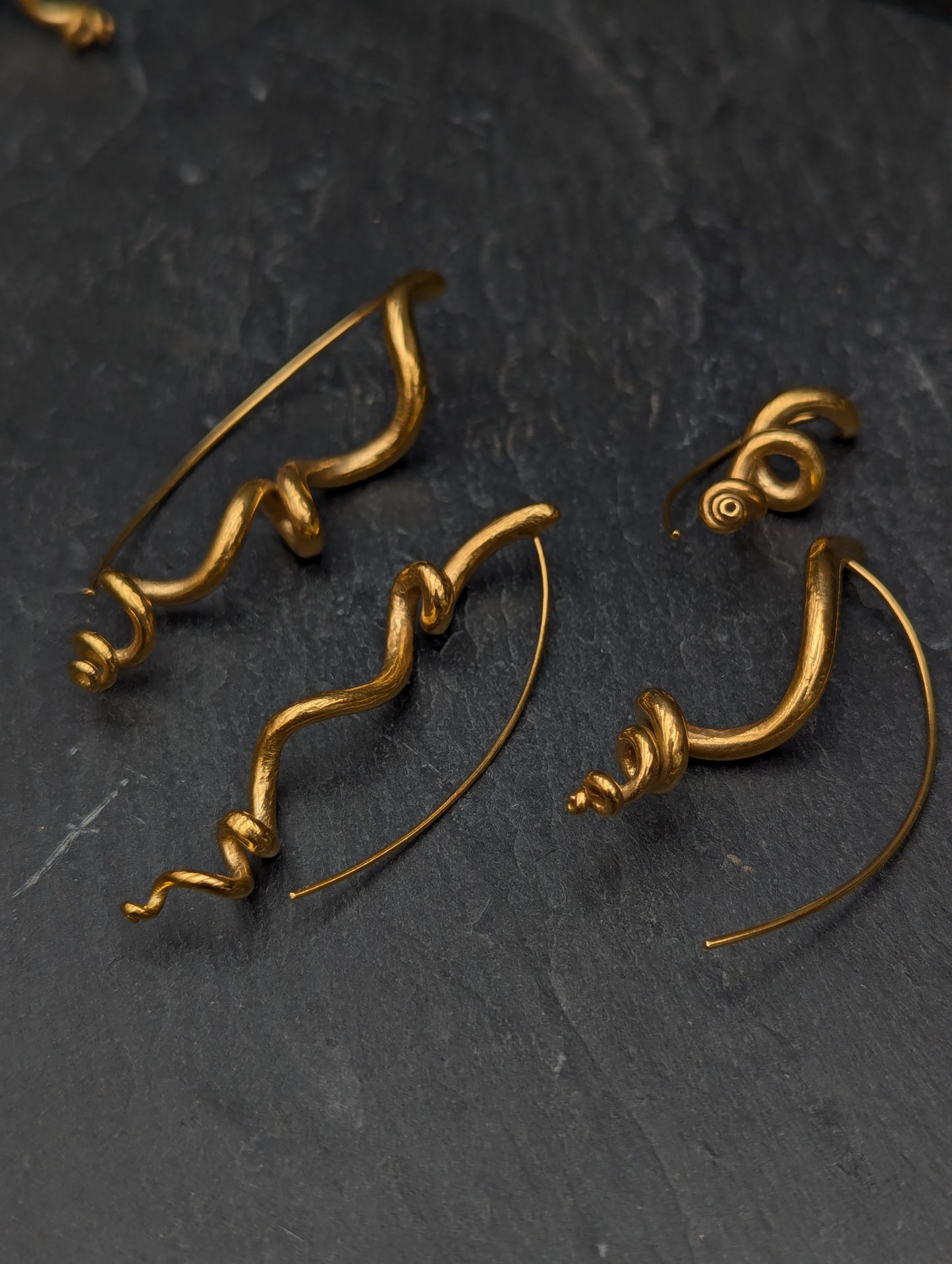 Silver or gold tendril earrings, unique & handmade. Sold singly for customisation.-Jewellery-Beca Beeby