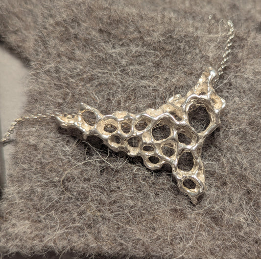 Hand carved silver Morphogenetic statement necklace. (Small)-Beca Beeby