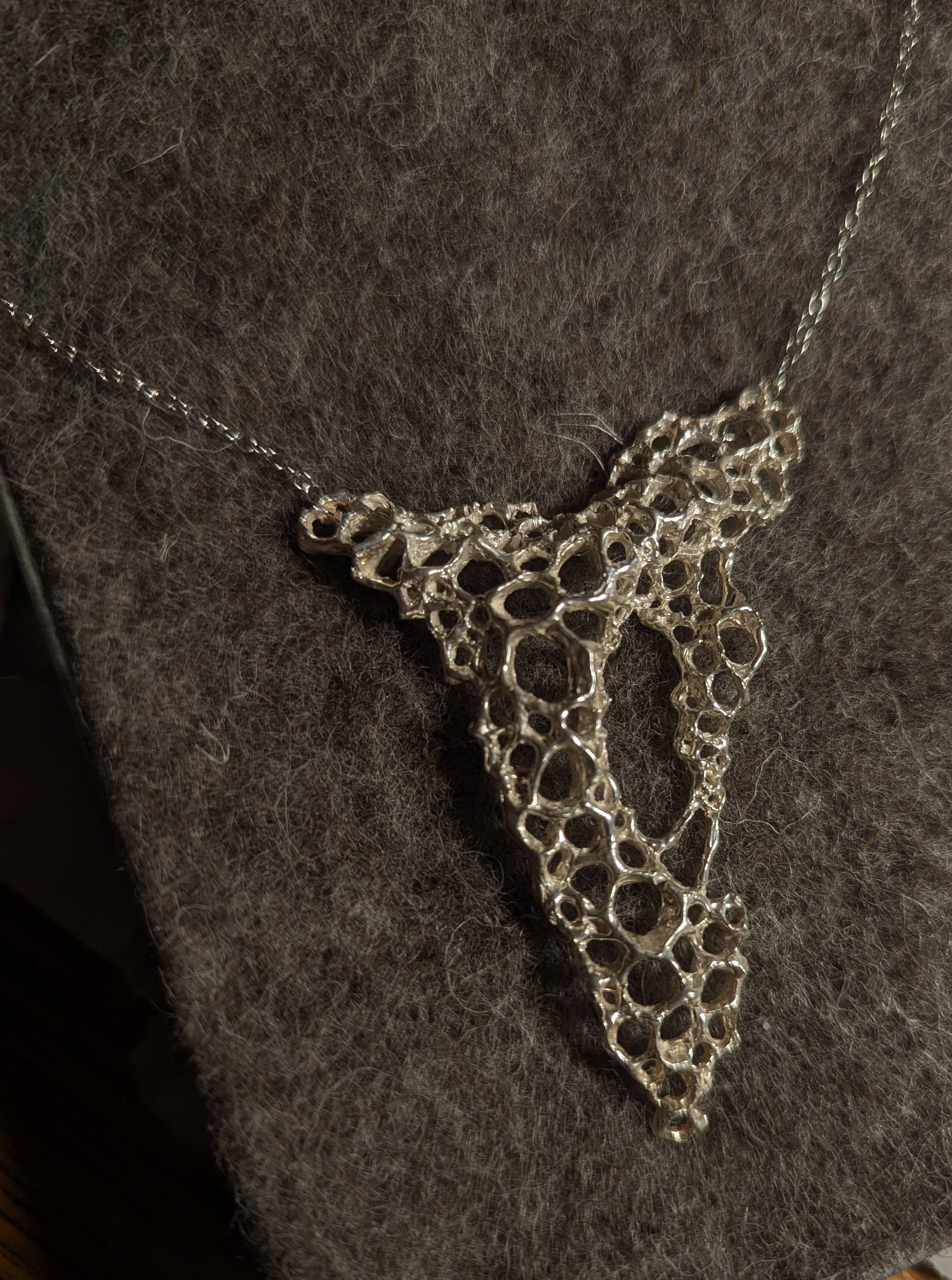 Hand carved silver Morphogenetic statement necklace. (X Large)-Beca Beeby