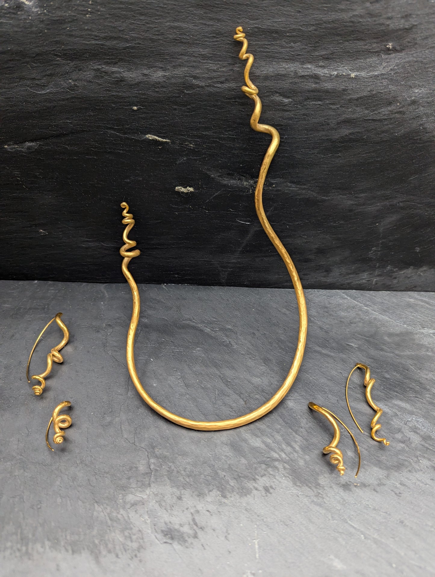 Silver or gold tendril earrings, unique & handmade. Sold singly for customisation.-Jewellery-Beca Beeby