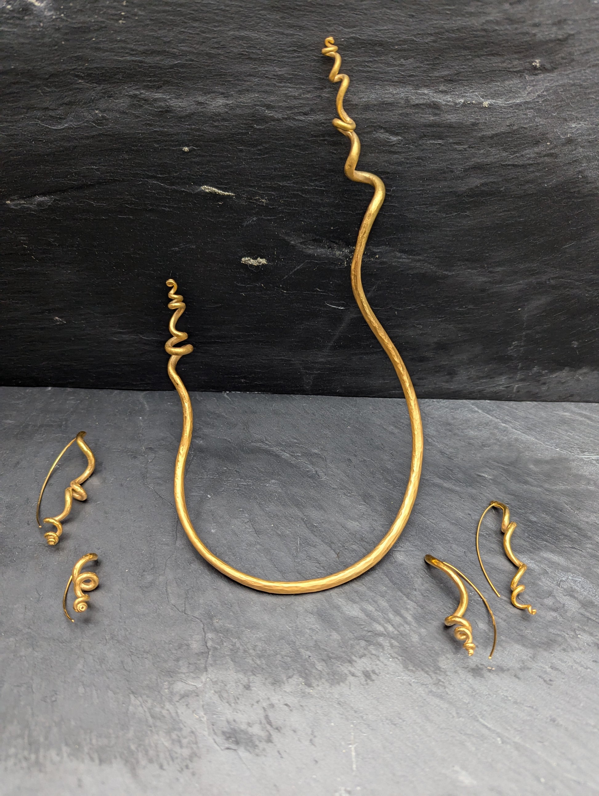 Silver or gold tendril earrings, unique & handmade. Sold singly for customisation.-Jewellery-Beca Beeby