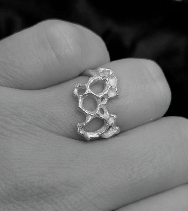 Delicate Honeycomb Ring handmade in solid Ecosilver-Jewellery-Beca Beeby