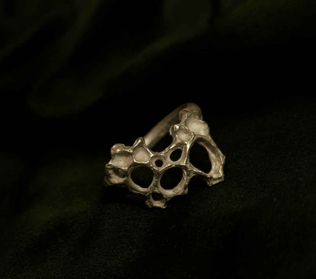 Delicate Honeycomb Ring handmade in solid Ecosilver-Jewellery-Beca Beeby