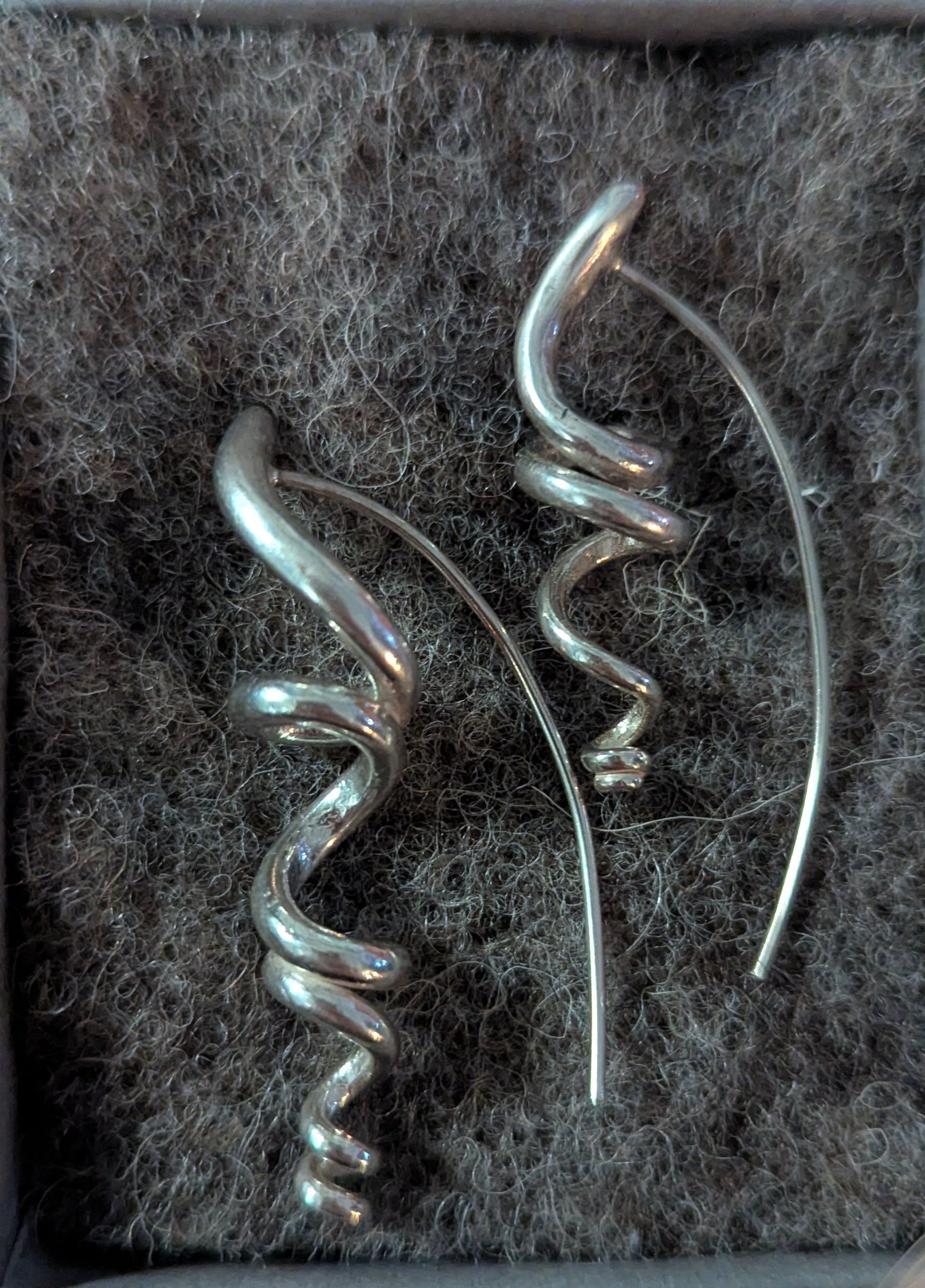 Silver or gold tendril earrings, unique & handmade. Sold singly for customisation.-Jewellery-Beca Beeby